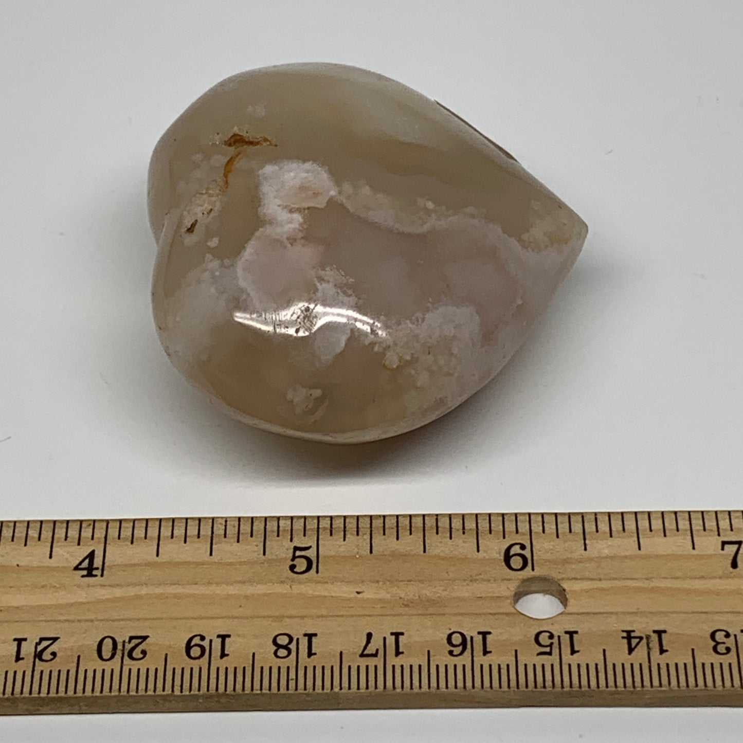 0.28 lbs, 2.2"x2.4"x1.2", Cherry Blossom Flower Agate Heart Crystal, B37175