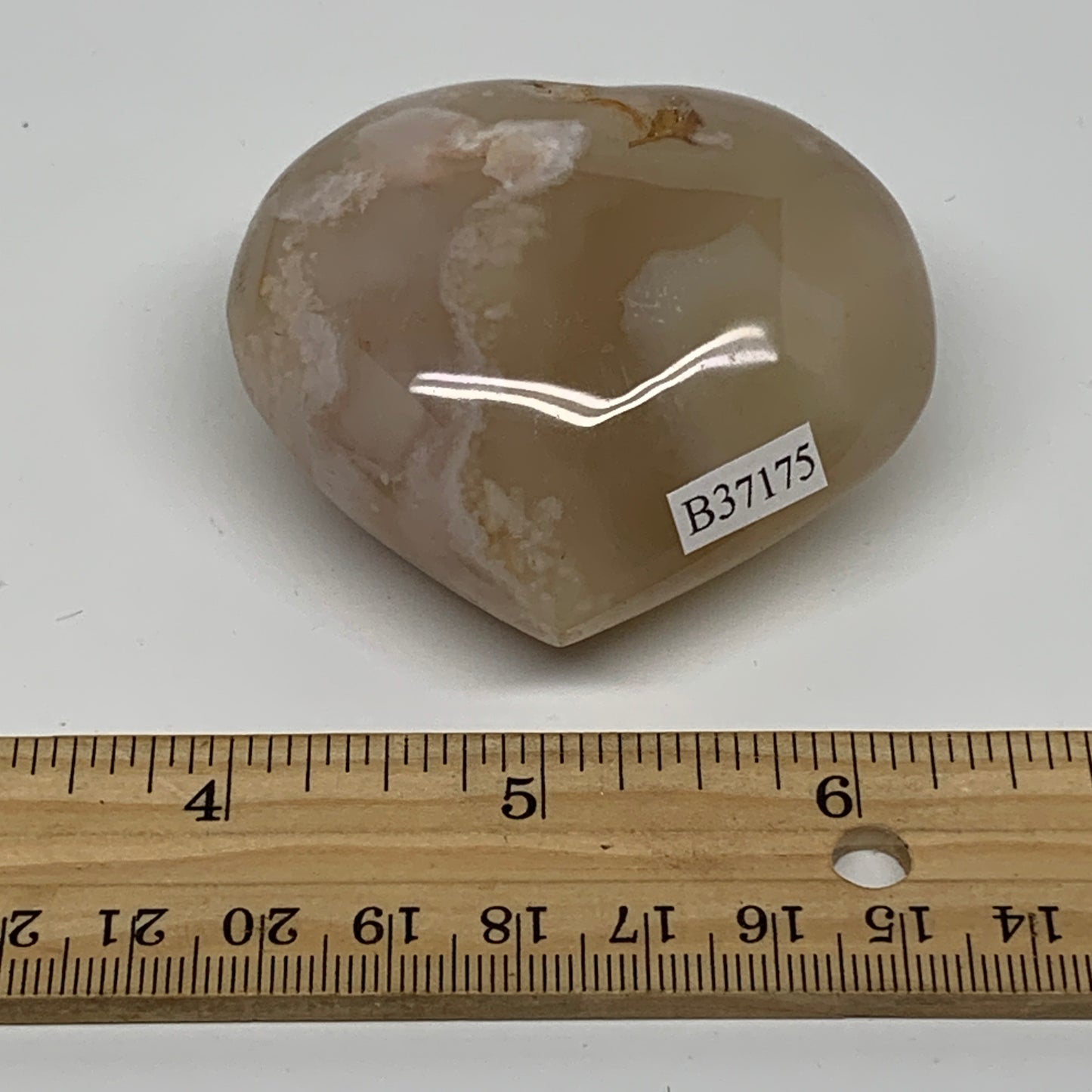 0.28 lbs, 2.2"x2.4"x1.2", Cherry Blossom Flower Agate Heart Crystal, B37175