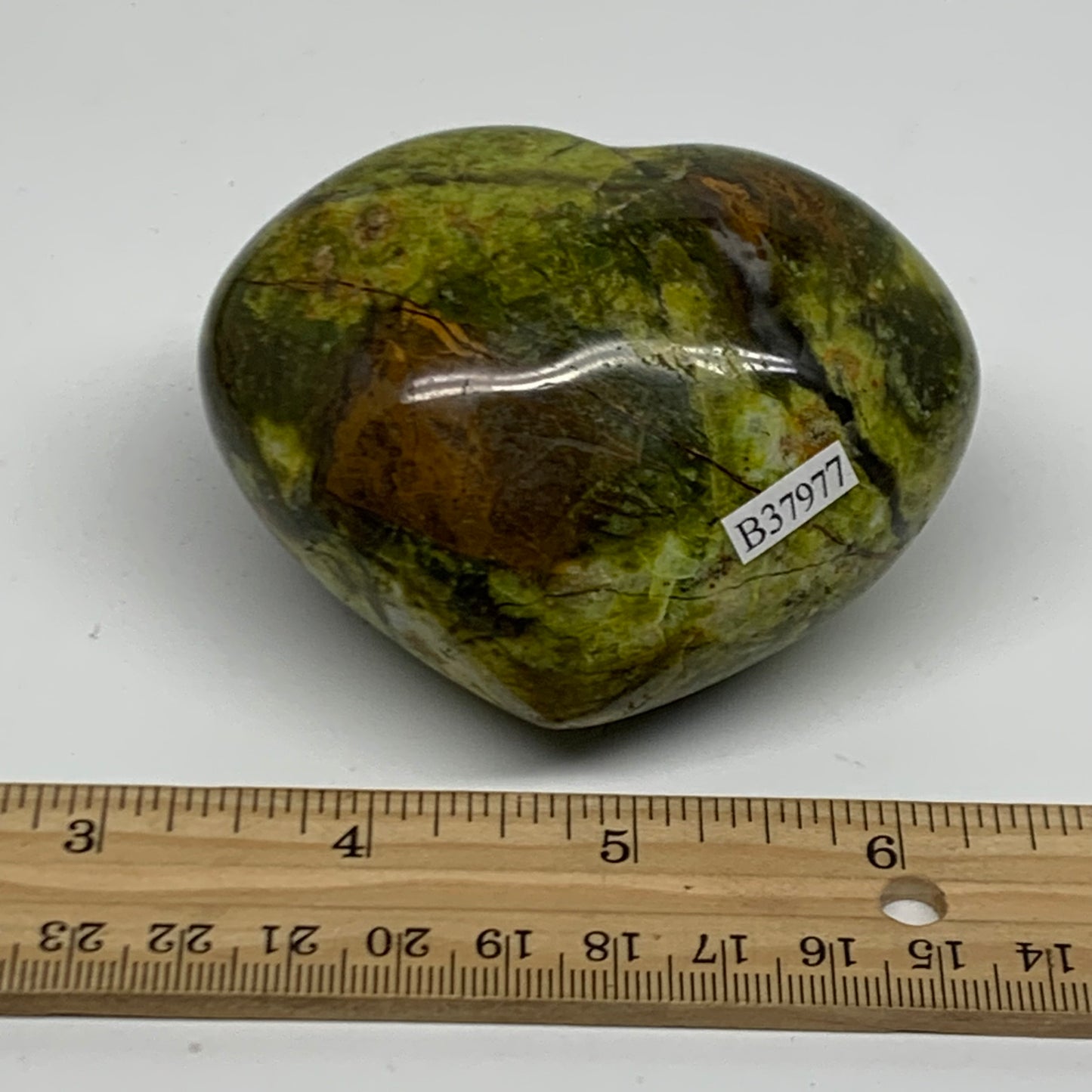 0.61 lbs, 2.5"x3.1"x1.8", Green Opal Heart Polished Gemstone Crystal, B37977
