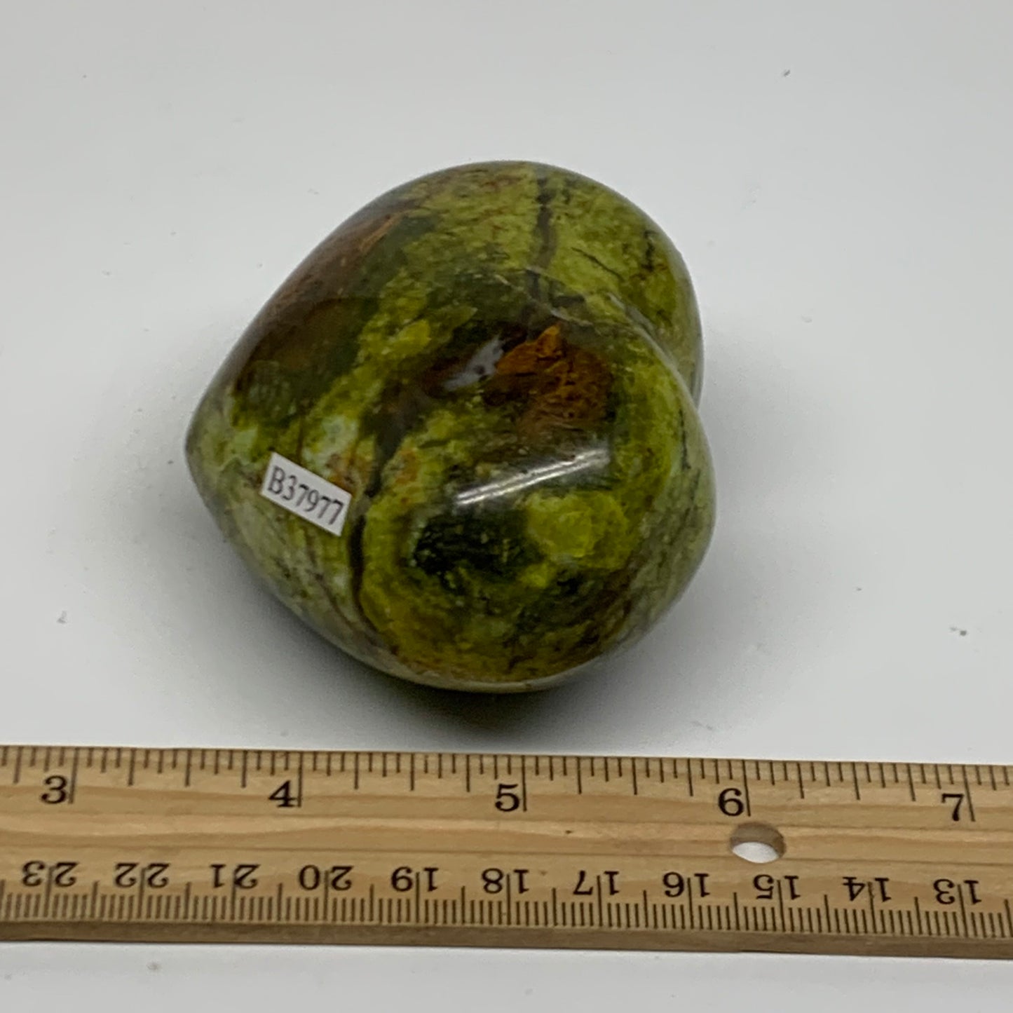 0.61 lbs, 2.5"x3.1"x1.8", Green Opal Heart Polished Gemstone Crystal, B37977