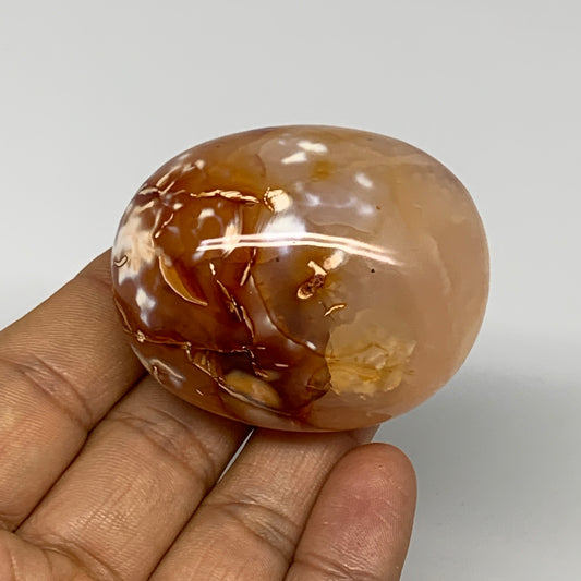 102.7g, 2.1"x1.7"x0.3", Red Carnelian Palm-Stone Gem Crystal Polished, B28461