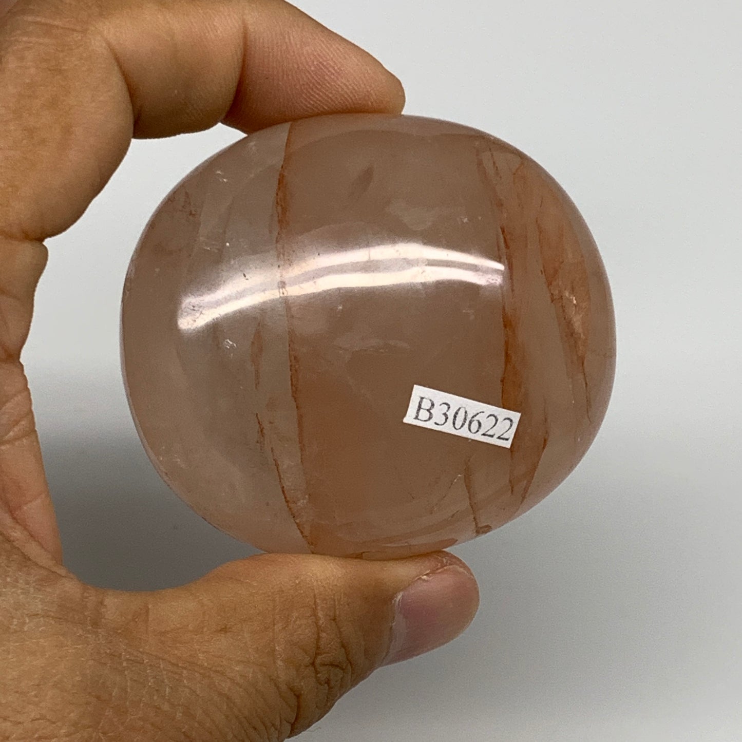 144.3g,2.3"x2"x1.2", Red Hematoid Fire Quartz Palm-Stone Crystal Polished, B3062