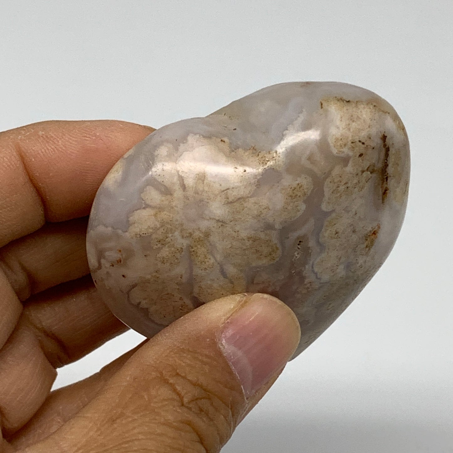 0.23 lbs, 2.1"x2.3"x1", Cherry Blossom Flower Agate Heart Crystal, B37174