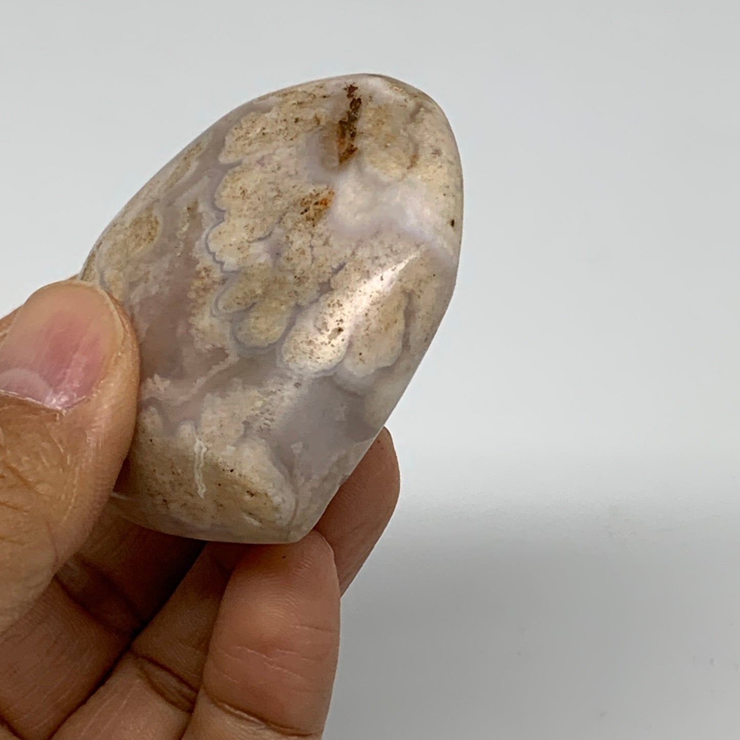 0.23 lbs, 2.1"x2.3"x1", Cherry Blossom Flower Agate Heart Crystal, B37174