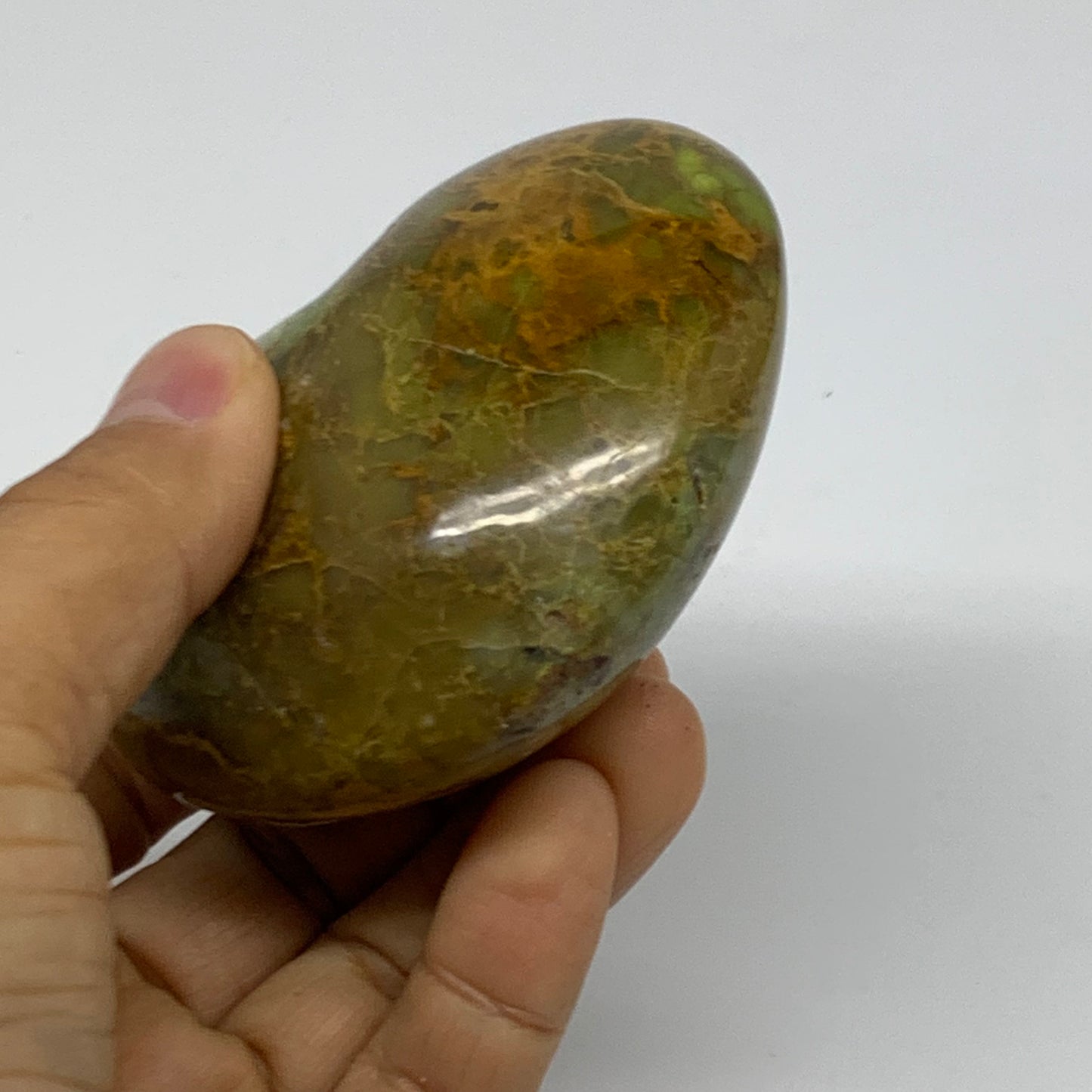 0.45 lbs, 2.5"x3.1"x1.5", Green Opal Heart Polished Gemstone Crystal, B37978
