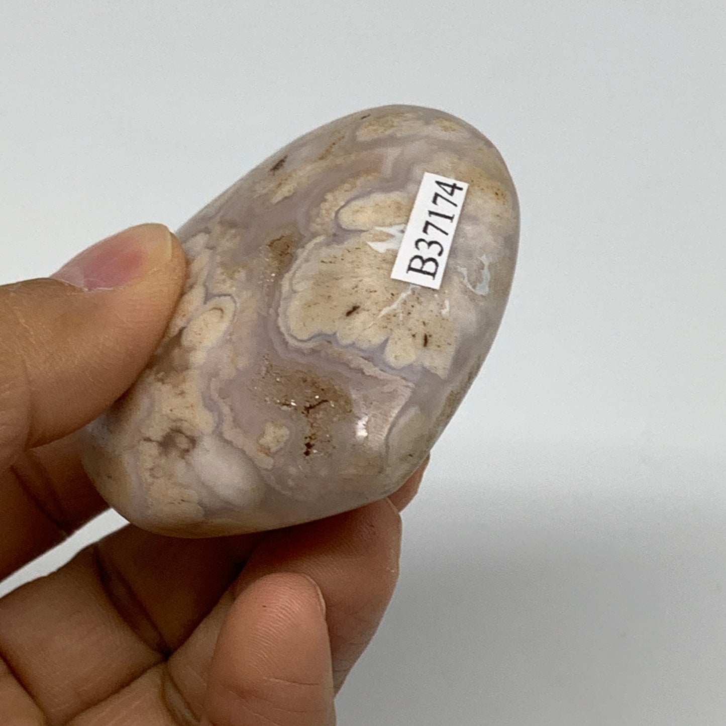 0.23 lbs, 2.1"x2.3"x1", Cherry Blossom Flower Agate Heart Crystal, B37174