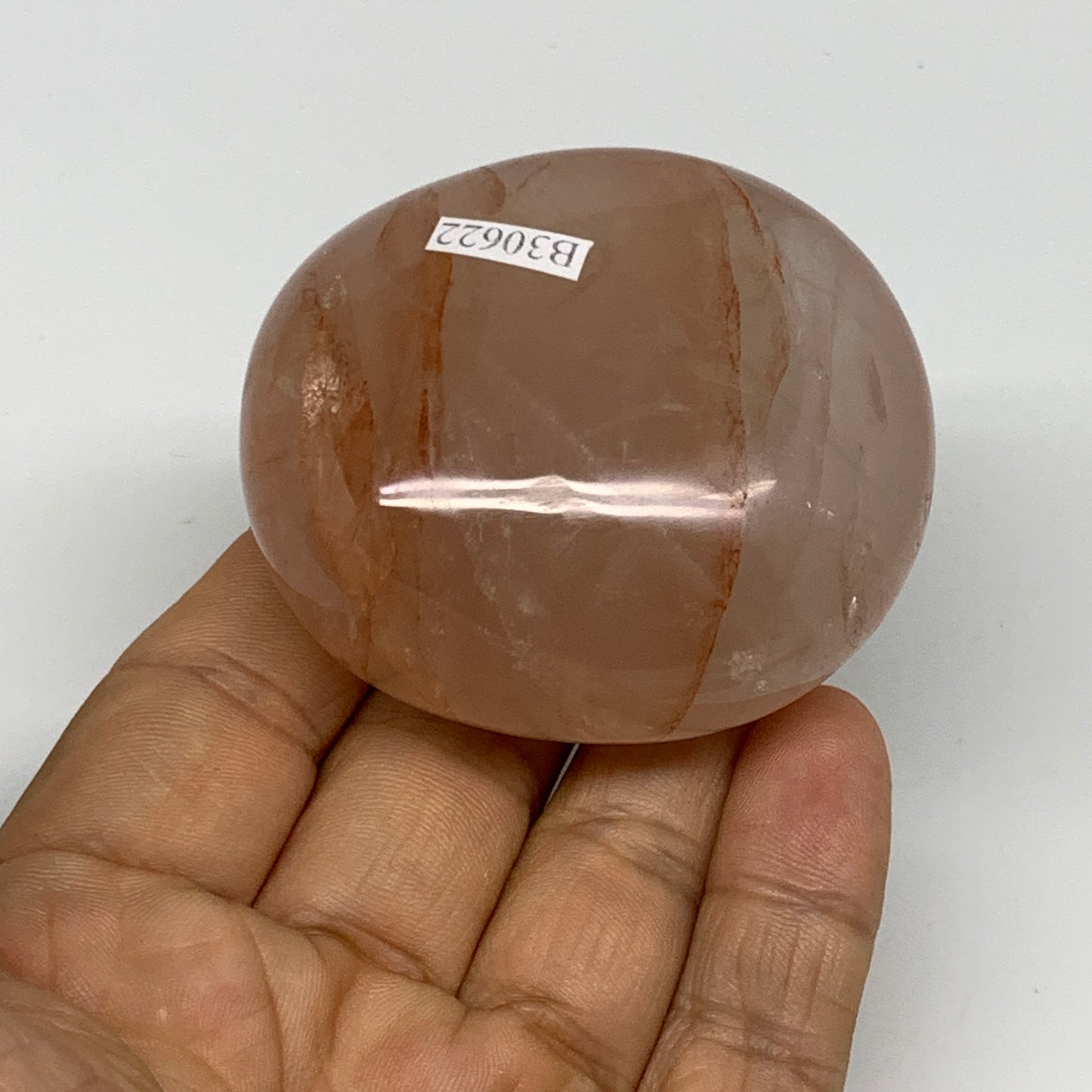 144.3g,2.3"x2"x1.2", Red Hematoid Fire Quartz Palm-Stone Crystal Polished, B3062