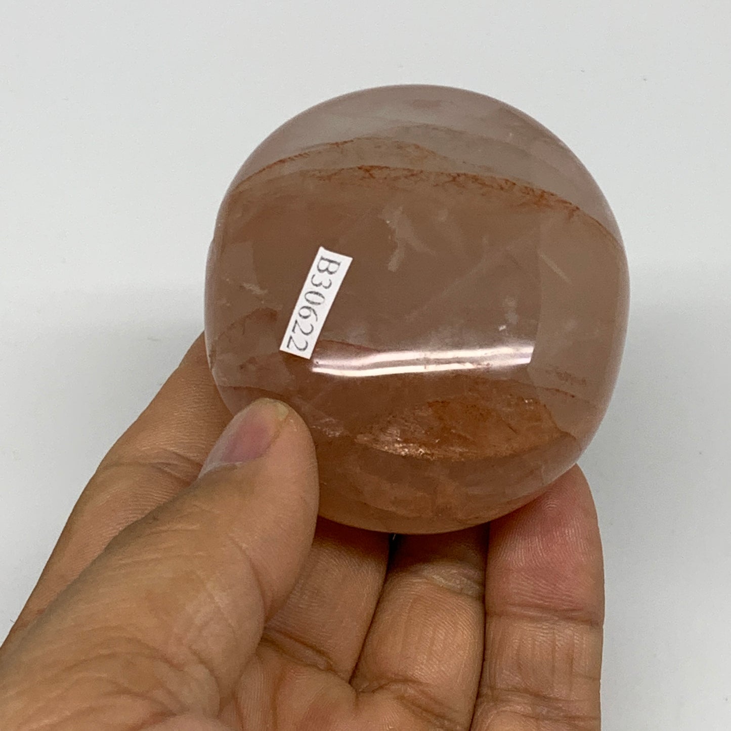 144.3g,2.3"x2"x1.2", Red Hematoid Fire Quartz Palm-Stone Crystal Polished, B3062