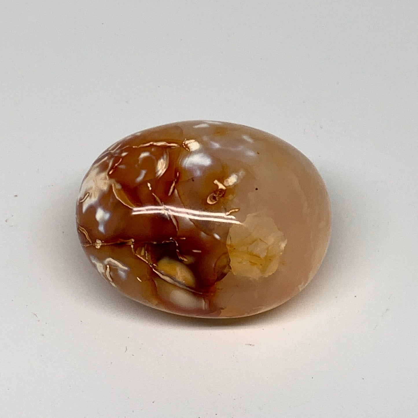 102.7g, 2.1"x1.7"x0.3", Red Carnelian Palm-Stone Gem Crystal Polished, B28461