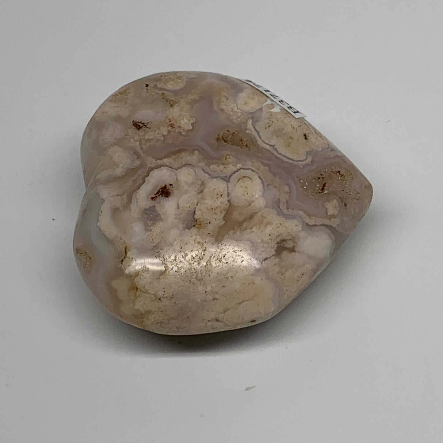 0.23 lbs, 2.1"x2.3"x1", Cherry Blossom Flower Agate Heart Crystal, B37174