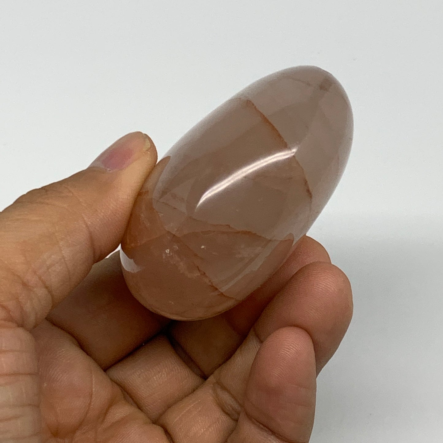 144.3g,2.3"x2"x1.2", Red Hematoid Fire Quartz Palm-Stone Crystal Polished, B3062