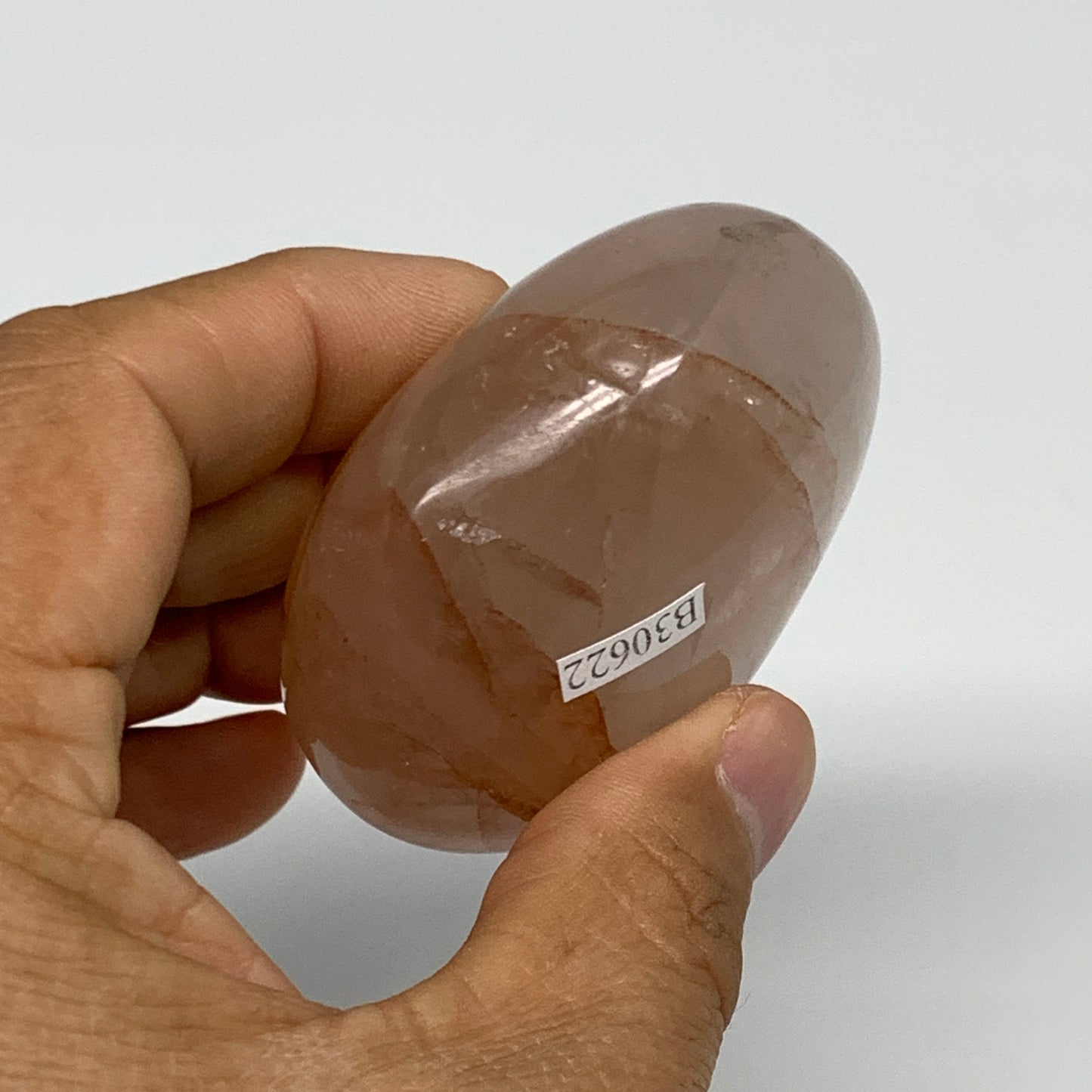 144.3g,2.3"x2"x1.2", Red Hematoid Fire Quartz Palm-Stone Crystal Polished, B3062