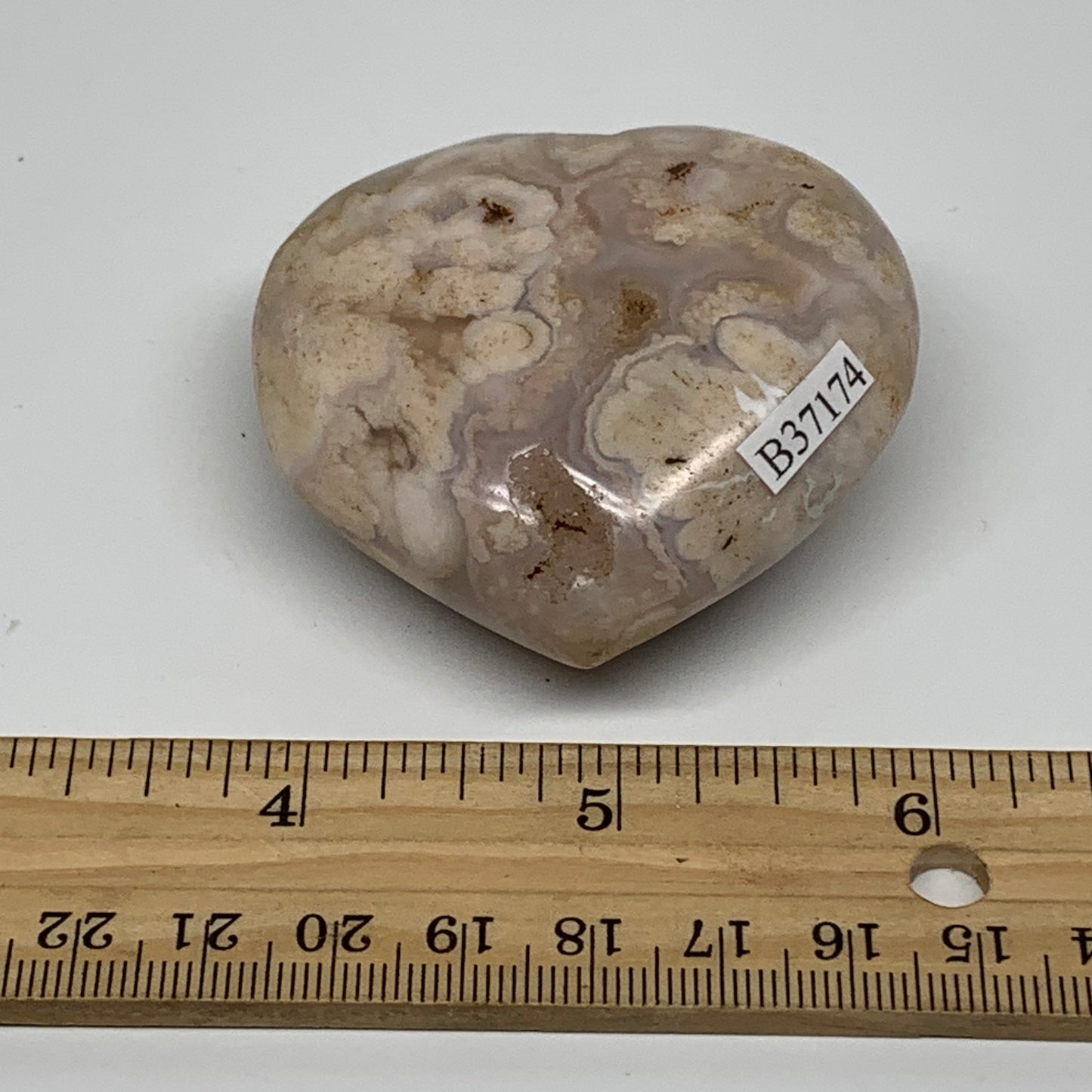 0.28 lbs, 2.2"x2.4"x1.2", Cherry Blossom Flower Agate Heart Crystal, B37175