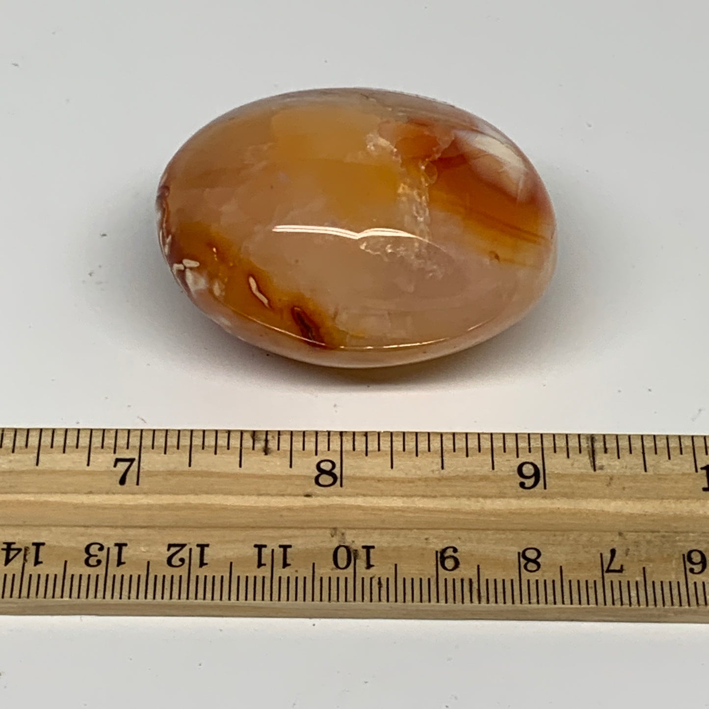 102.7g, 2.1"x1.7"x0.3", Red Carnelian Palm-Stone Gem Crystal Polished, B28461