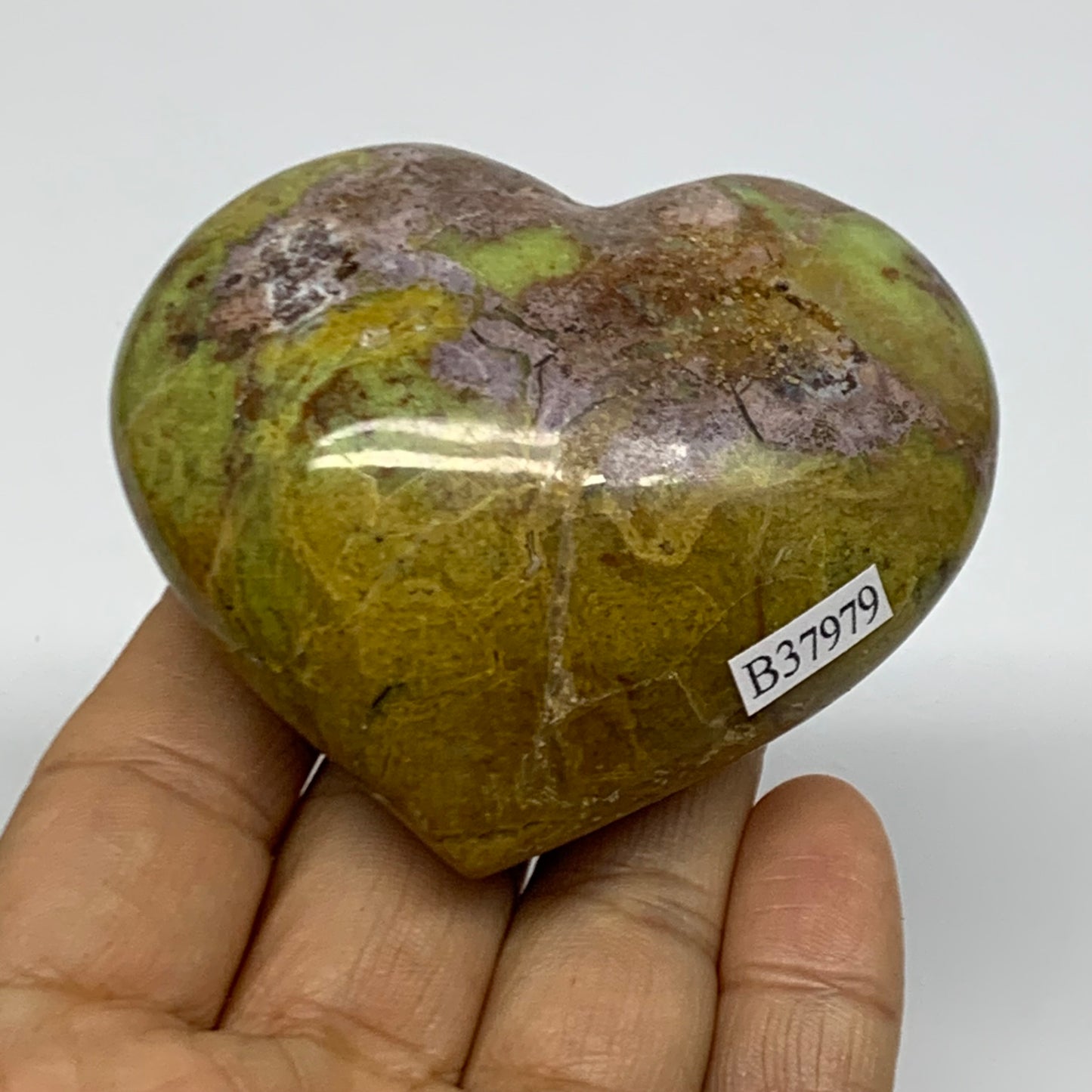 0.27 lbs, 2.3"x2.8"x1.2", Green Opal Heart Polished Gemstone Crystal, B37979