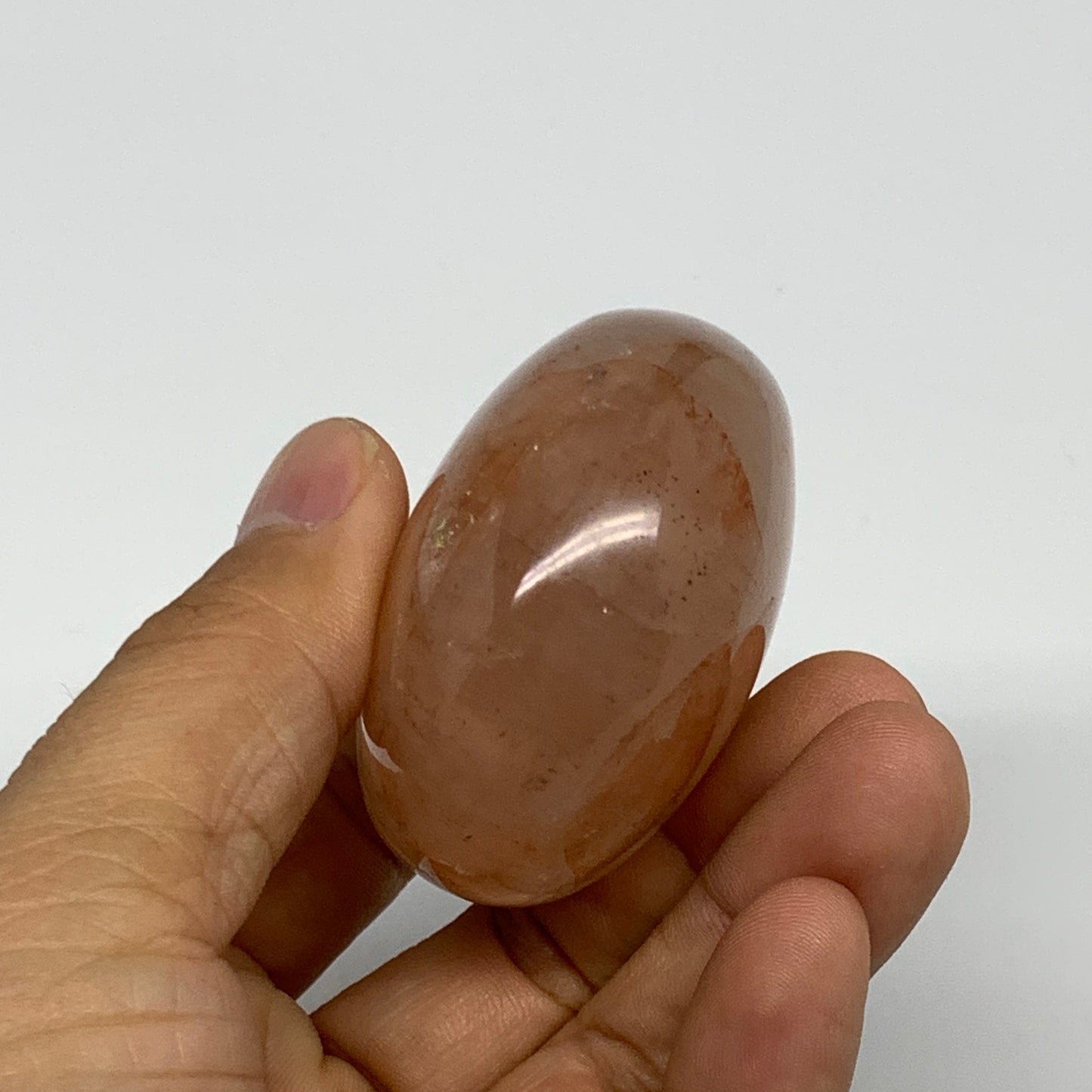 144.3g,2.3"x2"x1.2", Red Hematoid Fire Quartz Palm-Stone Crystal Polished, B3062