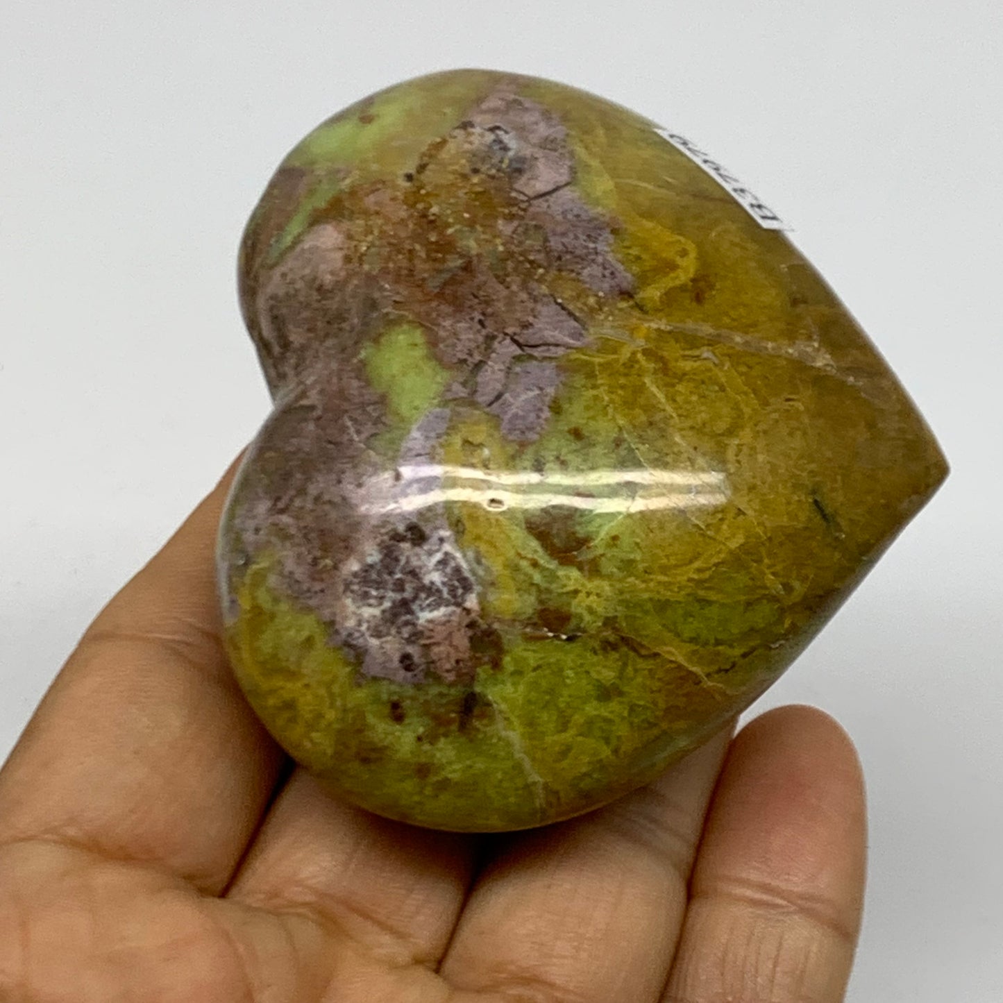 0.27 lbs, 2.3"x2.8"x1.2", Green Opal Heart Polished Gemstone Crystal, B37979