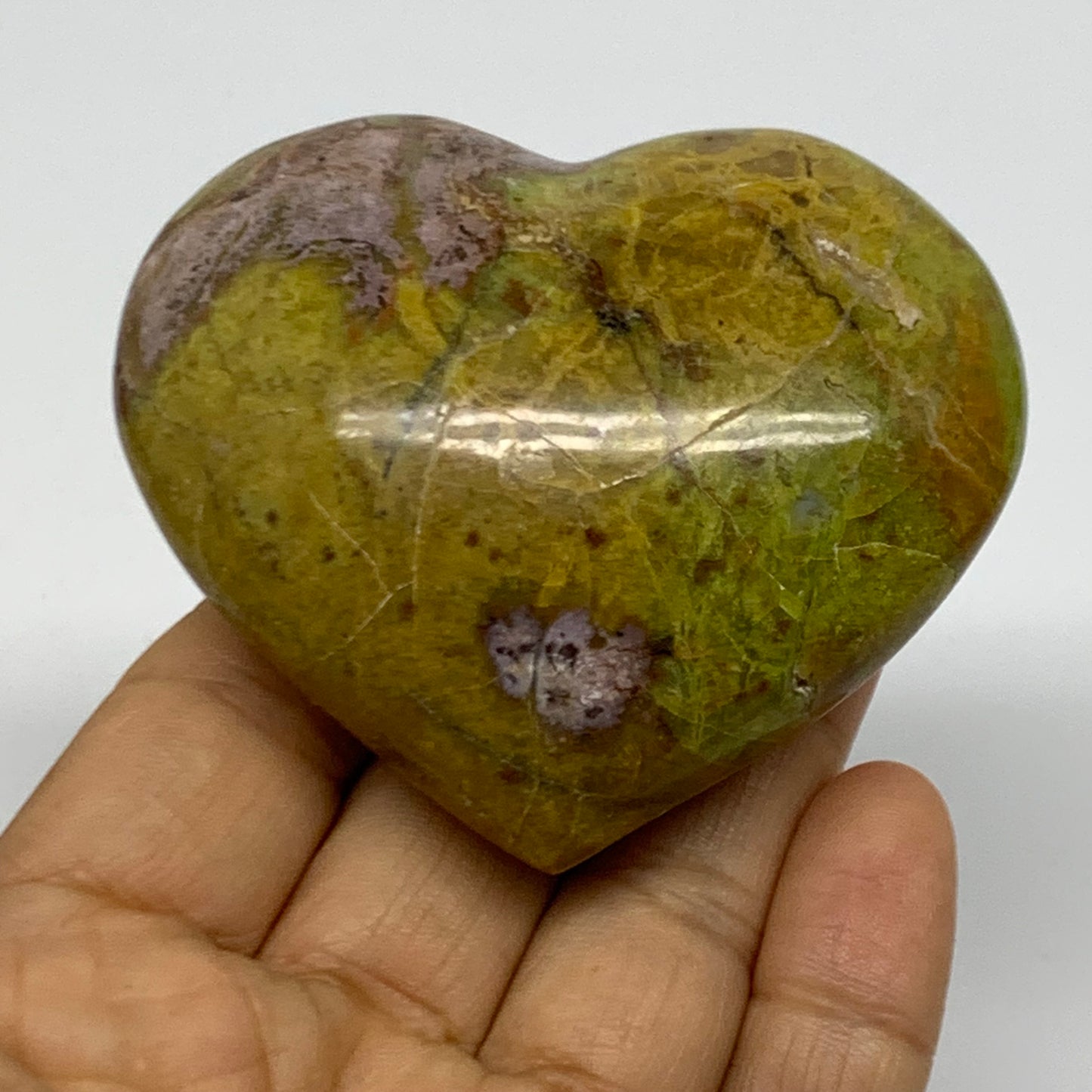 0.27 lbs, 2.3"x2.8"x1.2", Green Opal Heart Polished Gemstone Crystal, B37979