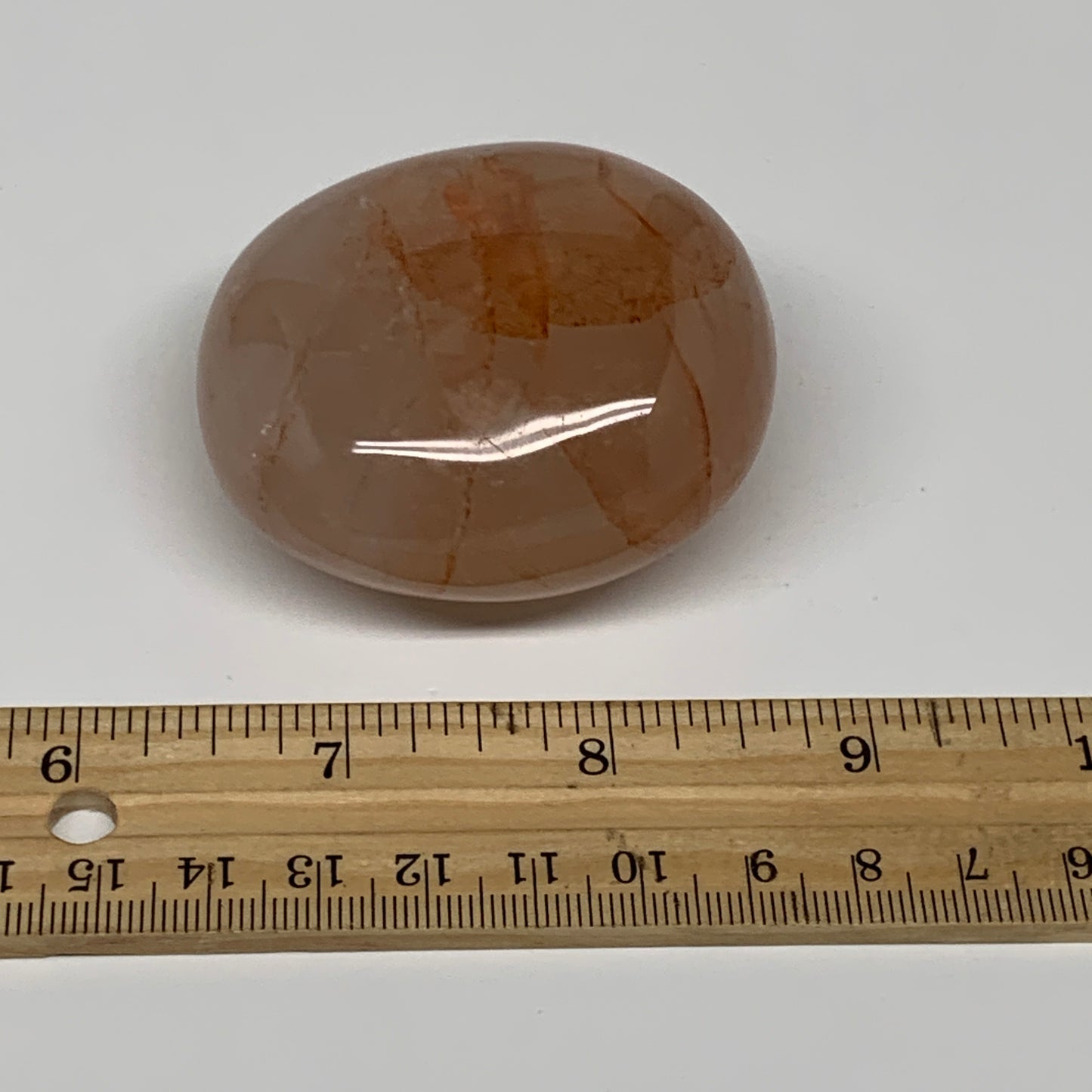 144.3g,2.3"x2"x1.2", Red Hematoid Fire Quartz Palm-Stone Crystal Polished, B3062