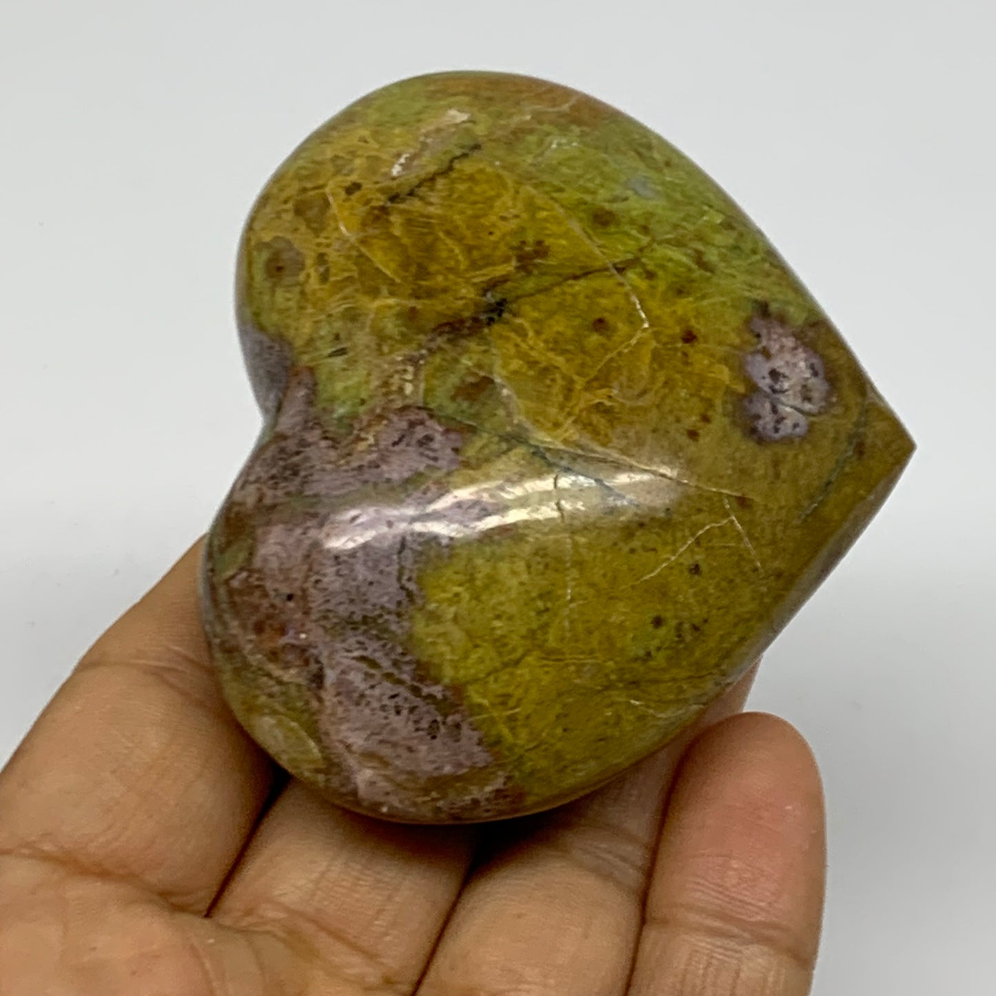 0.27 lbs, 2.3"x2.8"x1.2", Green Opal Heart Polished Gemstone Crystal, B37979
