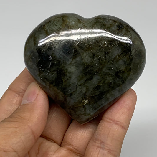121.5g, 2.2"x2.4"x0.9", Natural Labradorite Heart Polished Crystal, B34935