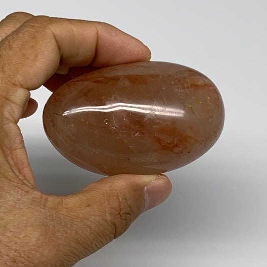 139.9g,2.6"x1.7"x1.3", Red Hematoid Fire Quartz Palm-Stone Crystal Polished, B30
