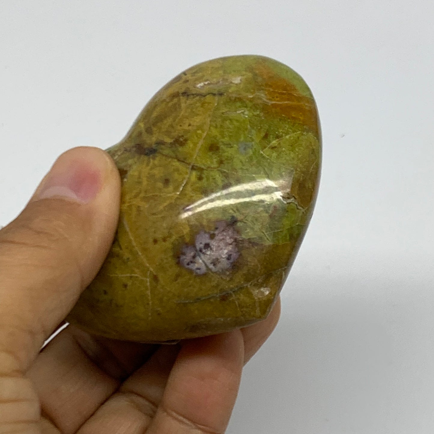0.27 lbs, 2.3"x2.8"x1.2", Green Opal Heart Polished Gemstone Crystal, B37979