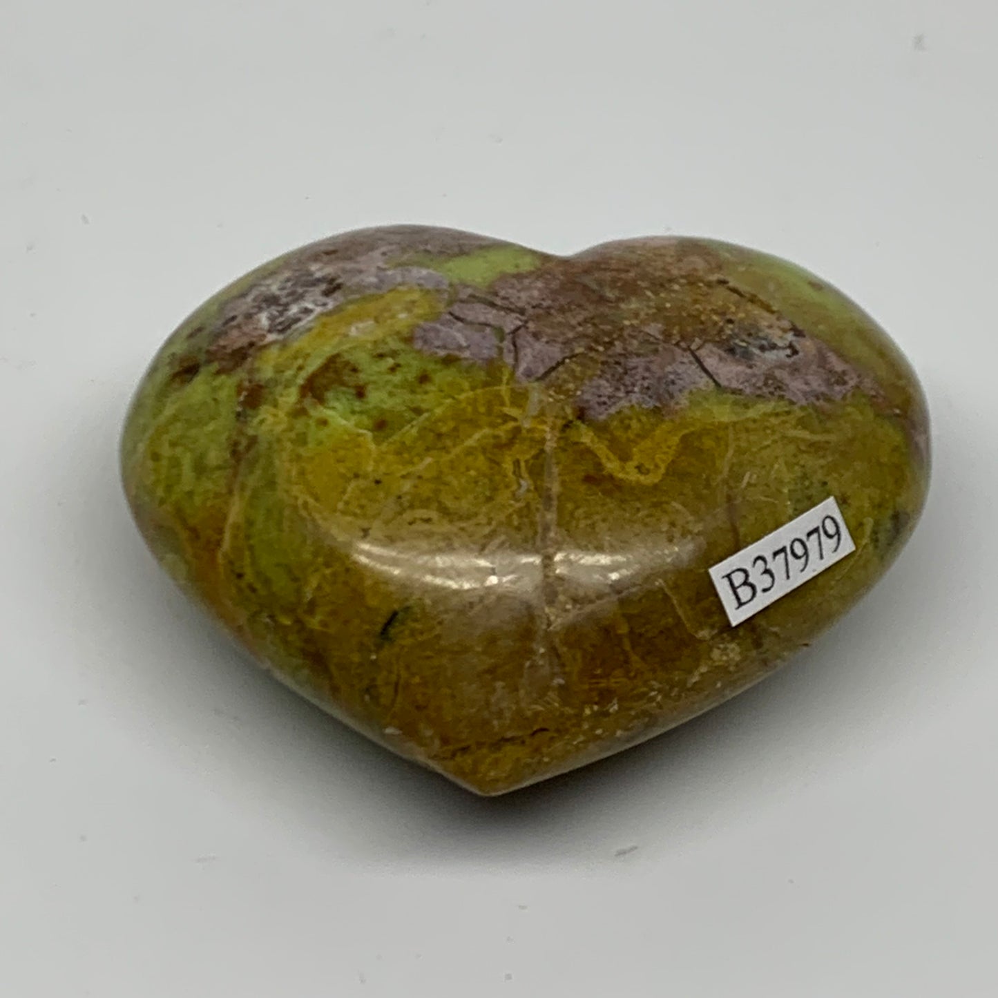 0.27 lbs, 2.3"x2.8"x1.2", Green Opal Heart Polished Gemstone Crystal, B37979