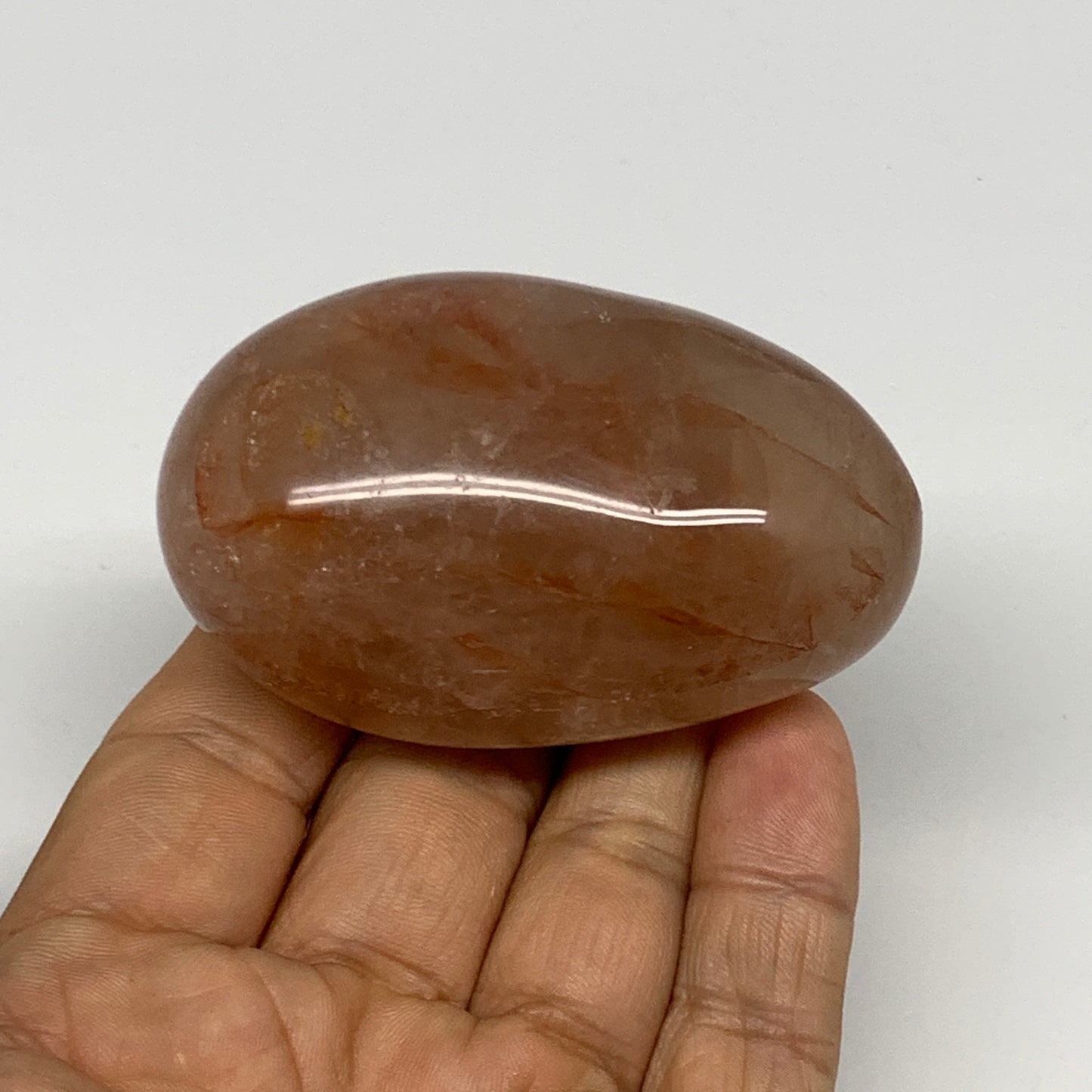 139.9g,2.6"x1.7"x1.3", Red Hematoid Fire Quartz Palm-Stone Crystal Polished, B30