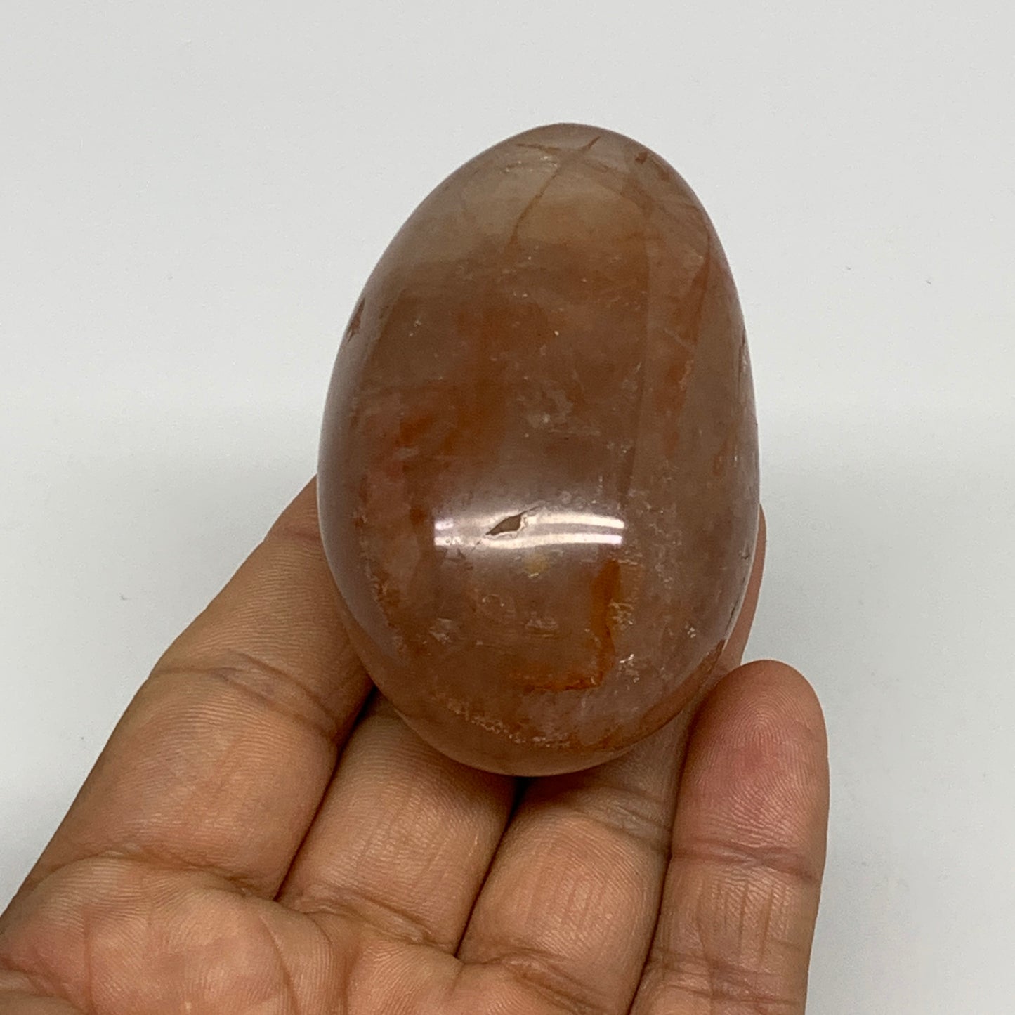 139.9g,2.6"x1.7"x1.3", Red Hematoid Fire Quartz Palm-Stone Crystal Polished, B30