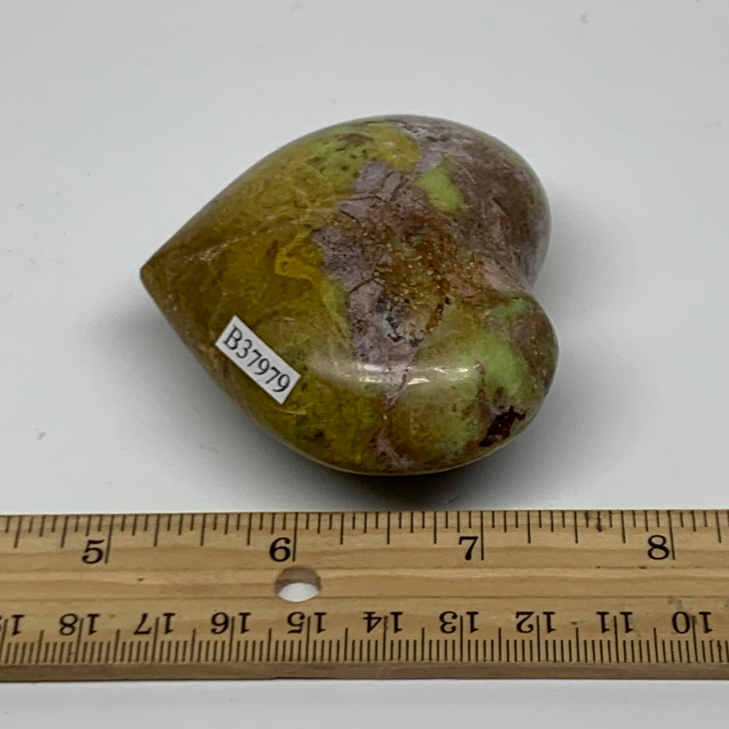 0.27 lbs, 2.3"x2.8"x1.2", Green Opal Heart Polished Gemstone Crystal, B37979