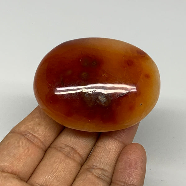 113.2g, 2.4"x1.9"x1.1", Red Carnelian Palm-Stone Gem Crystal Polished, B28462