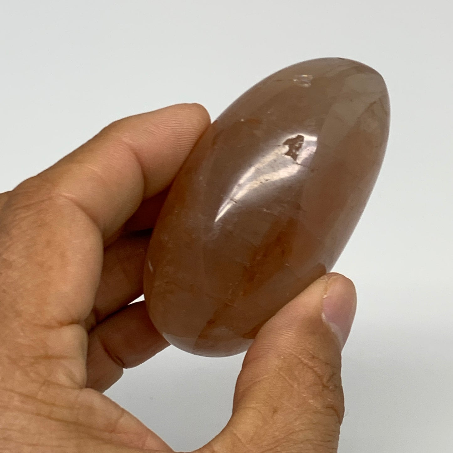 139.9g,2.6"x1.7"x1.3", Red Hematoid Fire Quartz Palm-Stone Crystal Polished, B30