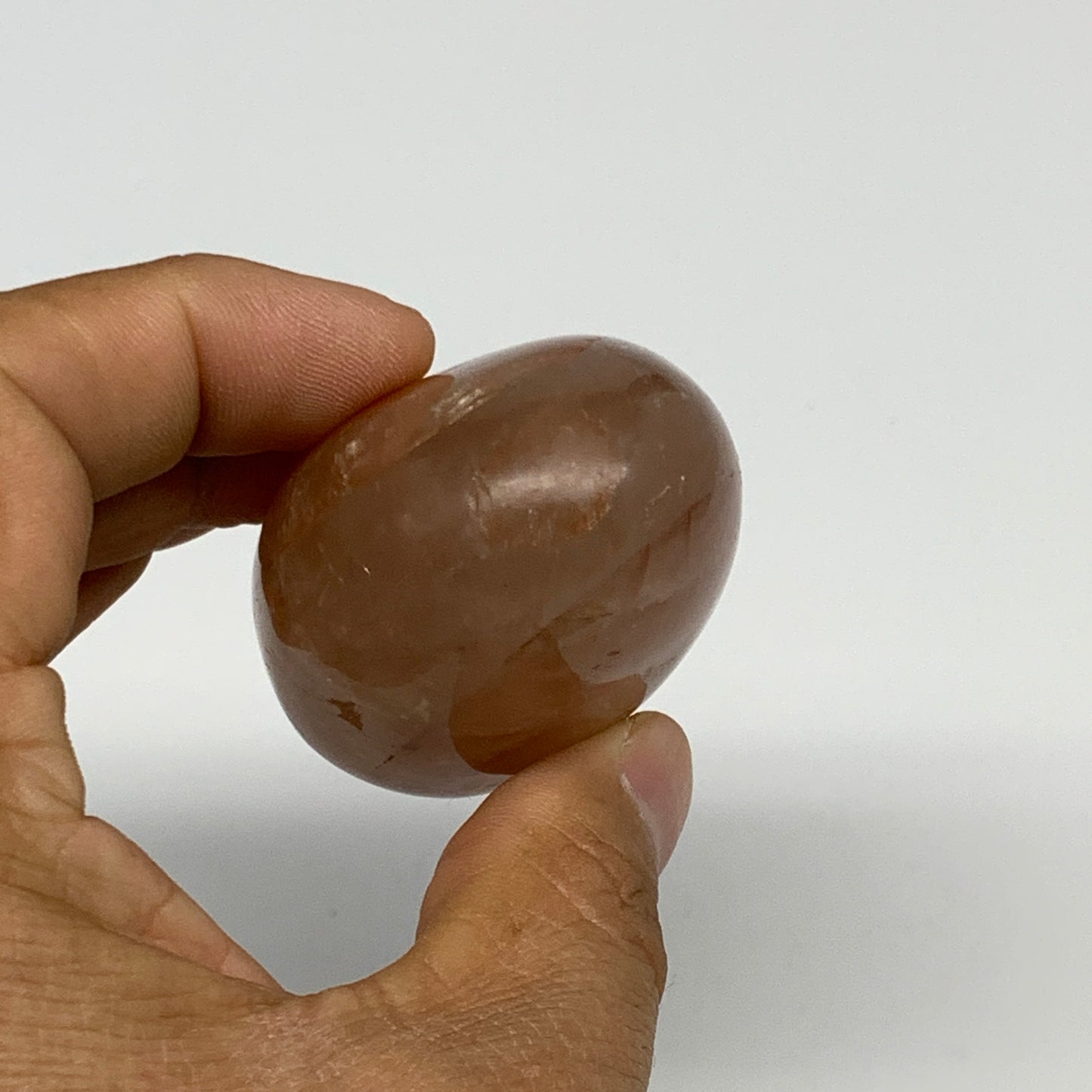 139.9g,2.6"x1.7"x1.3", Red Hematoid Fire Quartz Palm-Stone Crystal Polished, B30