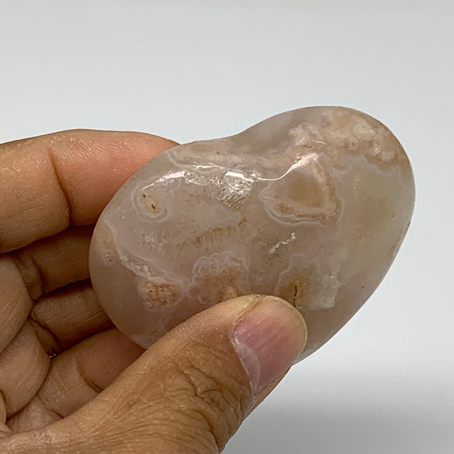 0.23 lbs, 2.1"x2.4"x1", Cherry Blossom Flower Agate Heart Crystal, B37172