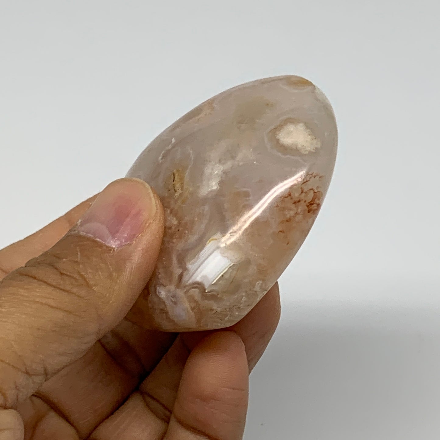 0.23 lbs, 2.1"x2.4"x1", Cherry Blossom Flower Agate Heart Crystal, B37172