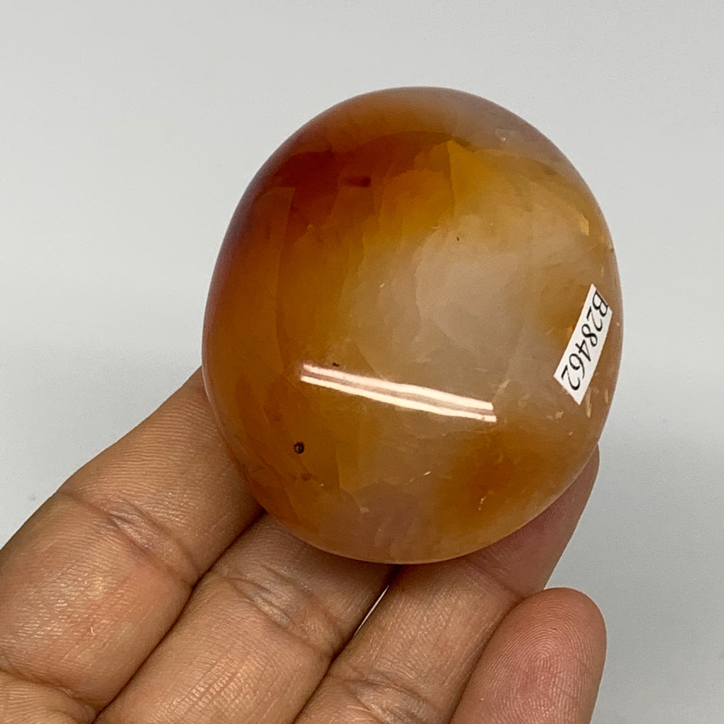 113.2g, 2.4"x1.9"x1.1", Red Carnelian Palm-Stone Gem Crystal Polished, B28462