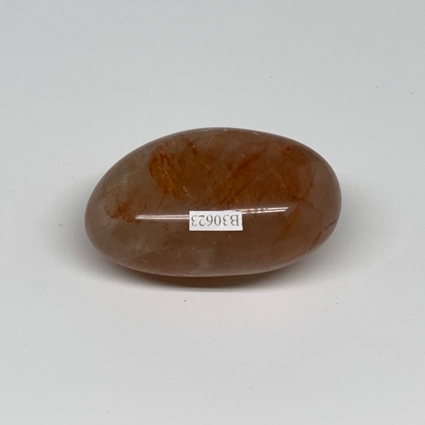 139.9g,2.6"x1.7"x1.3", Red Hematoid Fire Quartz Palm-Stone Crystal Polished, B30