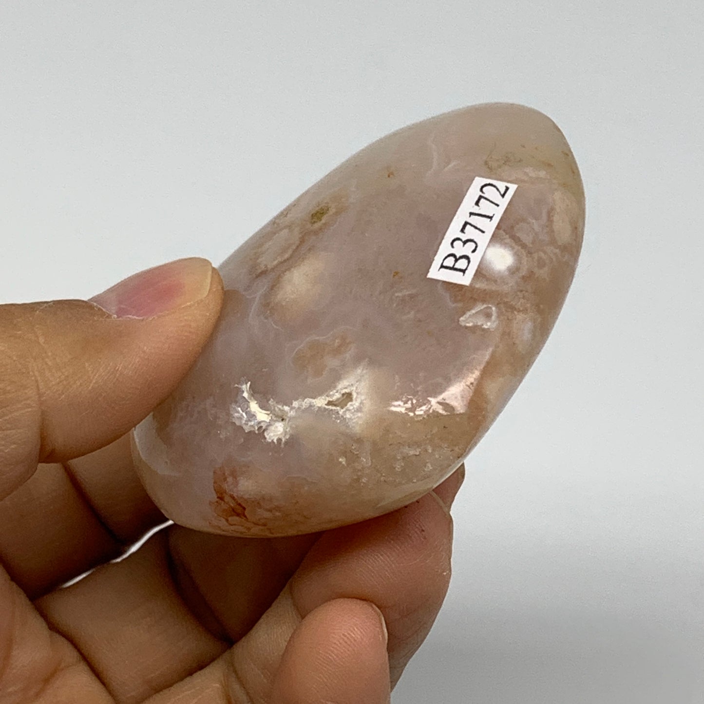 0.23 lbs, 2.1"x2.4"x1", Cherry Blossom Flower Agate Heart Crystal, B37172