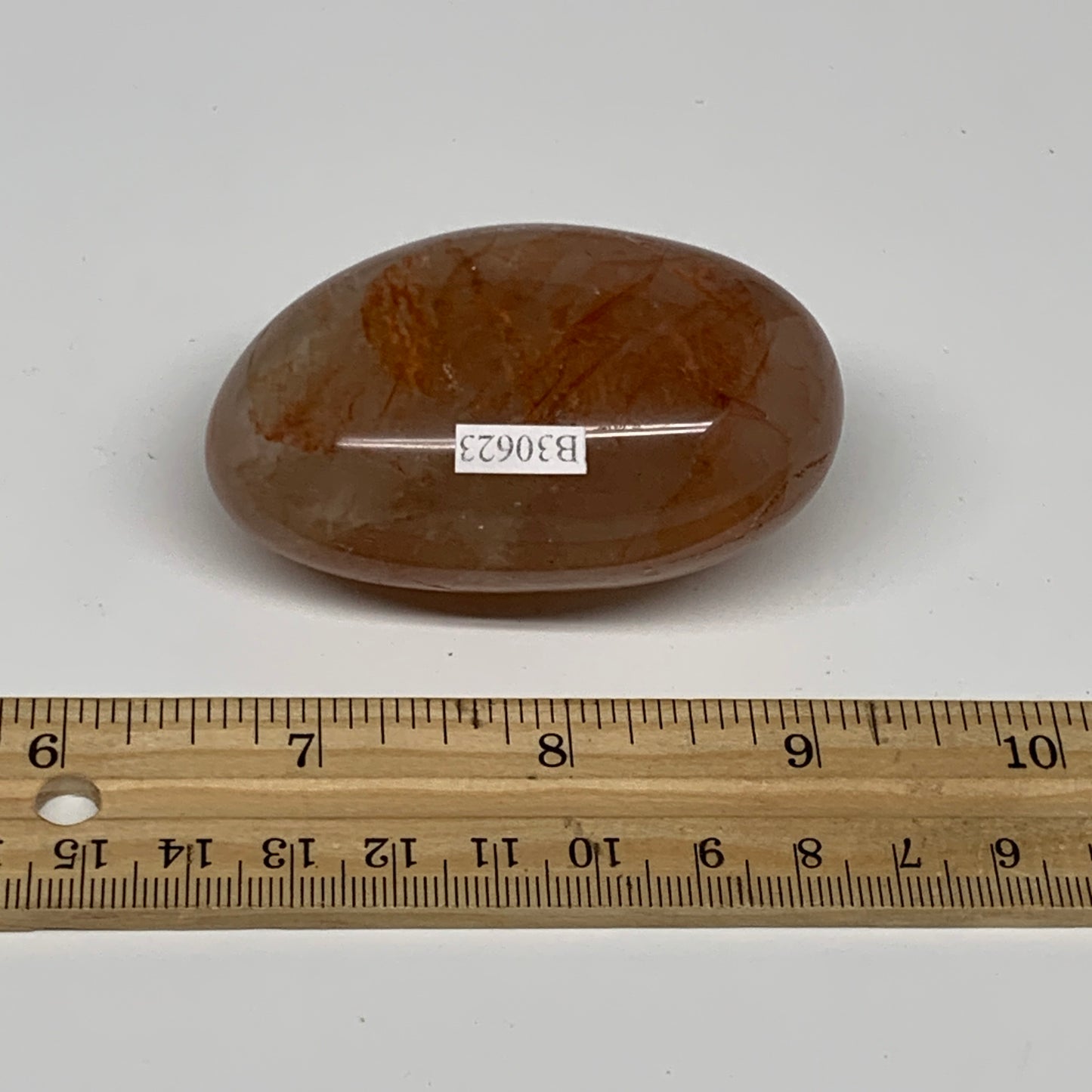 139.9g,2.6"x1.7"x1.3", Red Hematoid Fire Quartz Palm-Stone Crystal Polished, B30