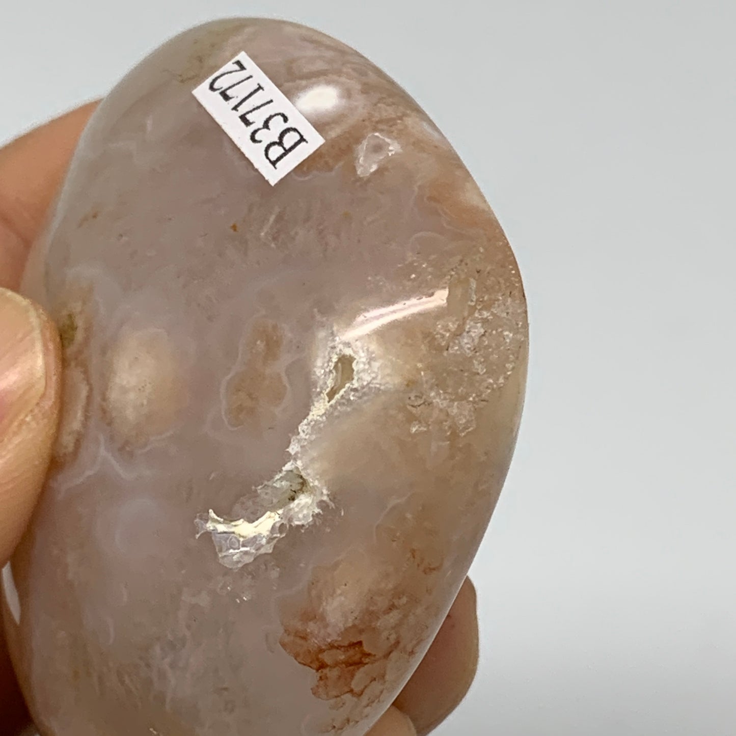 0.23 lbs, 2.1"x2.4"x1", Cherry Blossom Flower Agate Heart Crystal, B37172