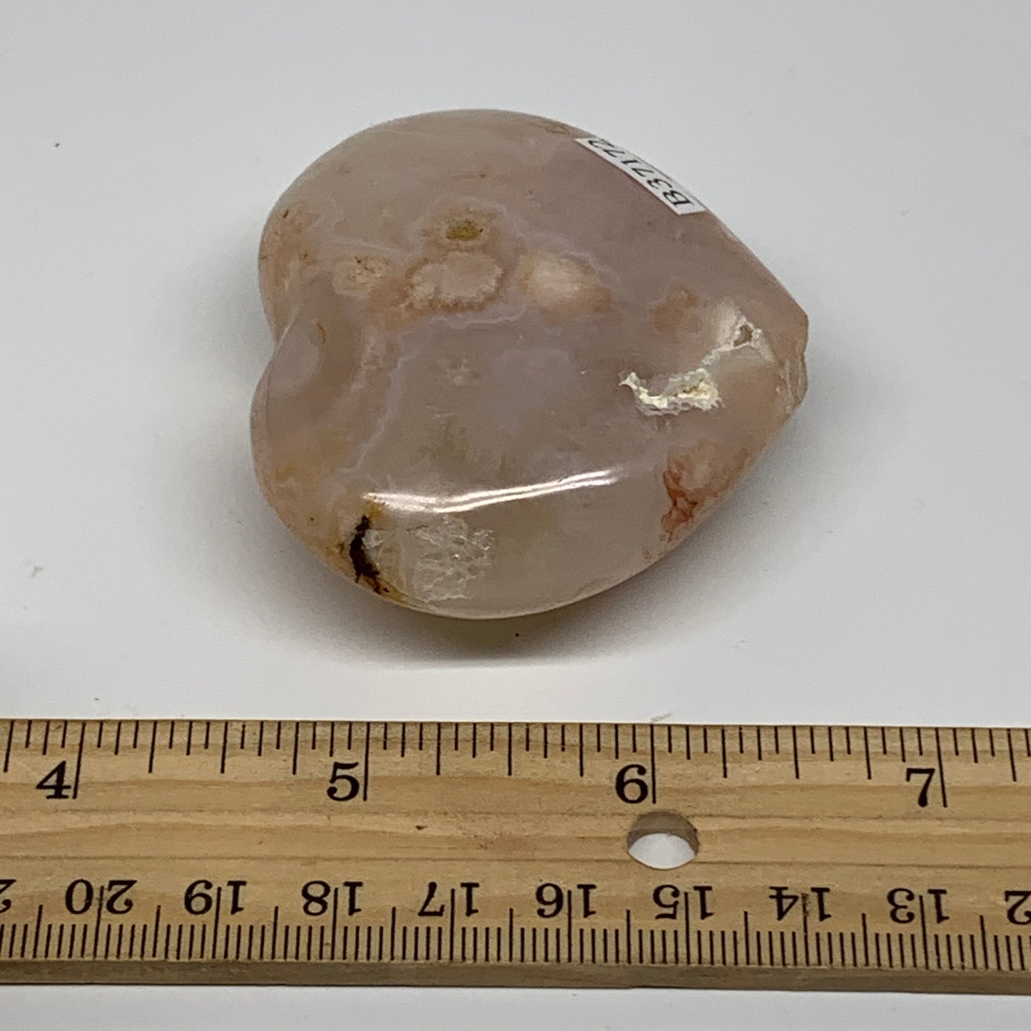 0.23 lbs, 2.1"x2.4"x1", Cherry Blossom Flower Agate Heart Crystal, B37172