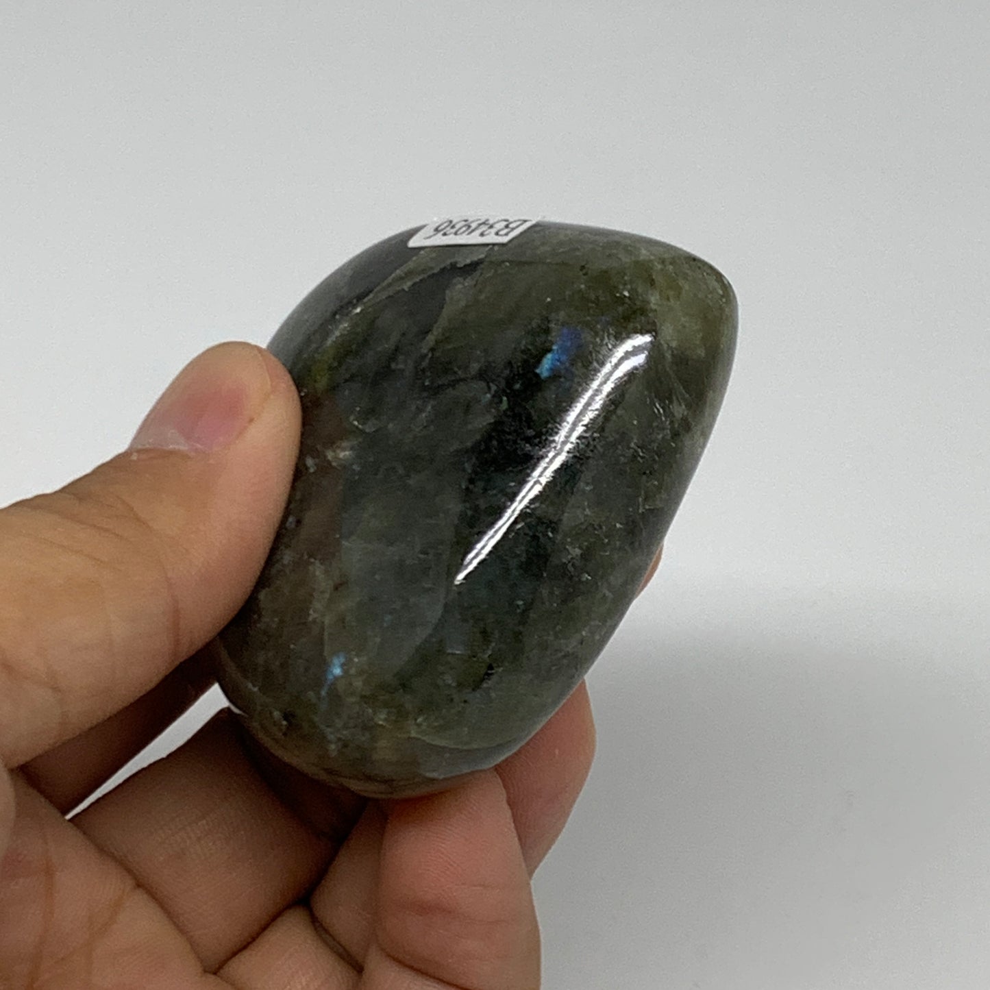 117g, 2.3"x2.3"x0.9", Natural Labradorite Heart Polished Crystal, B34936