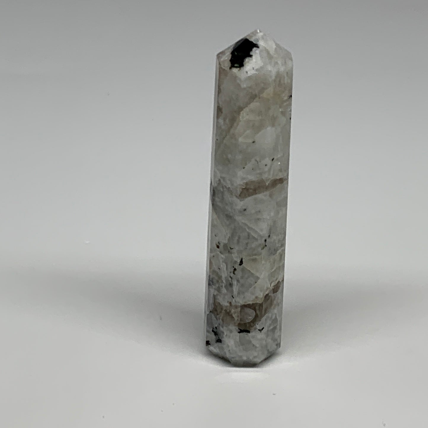 93.3g, 3.9"x0.8", Rainbow Moonstone Tower Obelisk Point Crystal @India, B29269