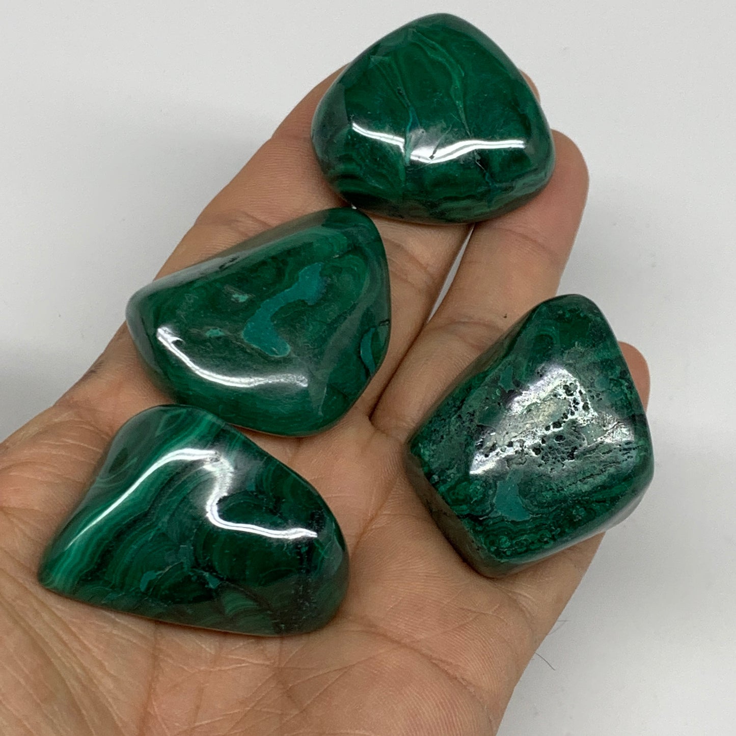 184.8g, 1.2"-1.6", 4pcs, Natural Small Malachite Tumbled Polished, B32840
