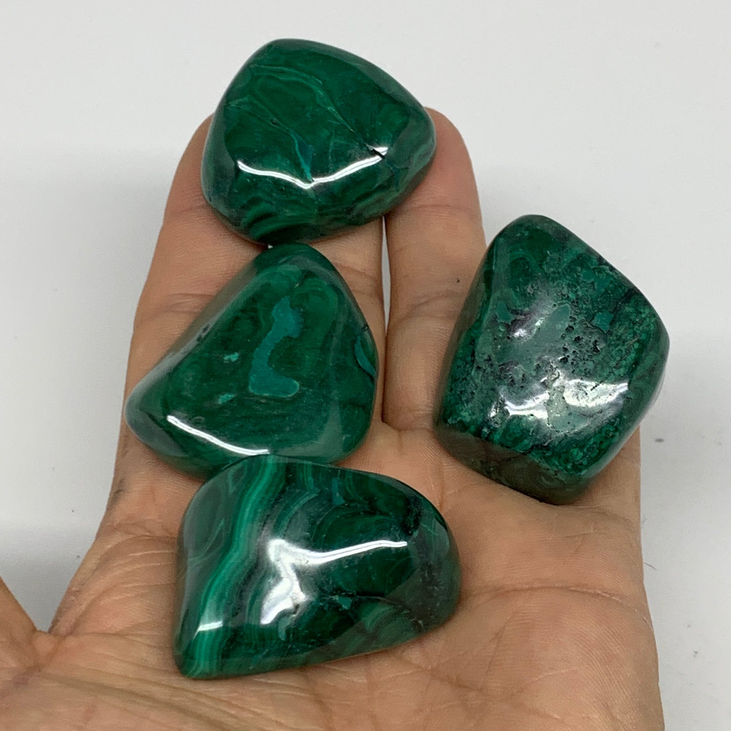 184.8g, 1.2"-1.6", 4pcs, Natural Small Malachite Tumbled Polished, B32840