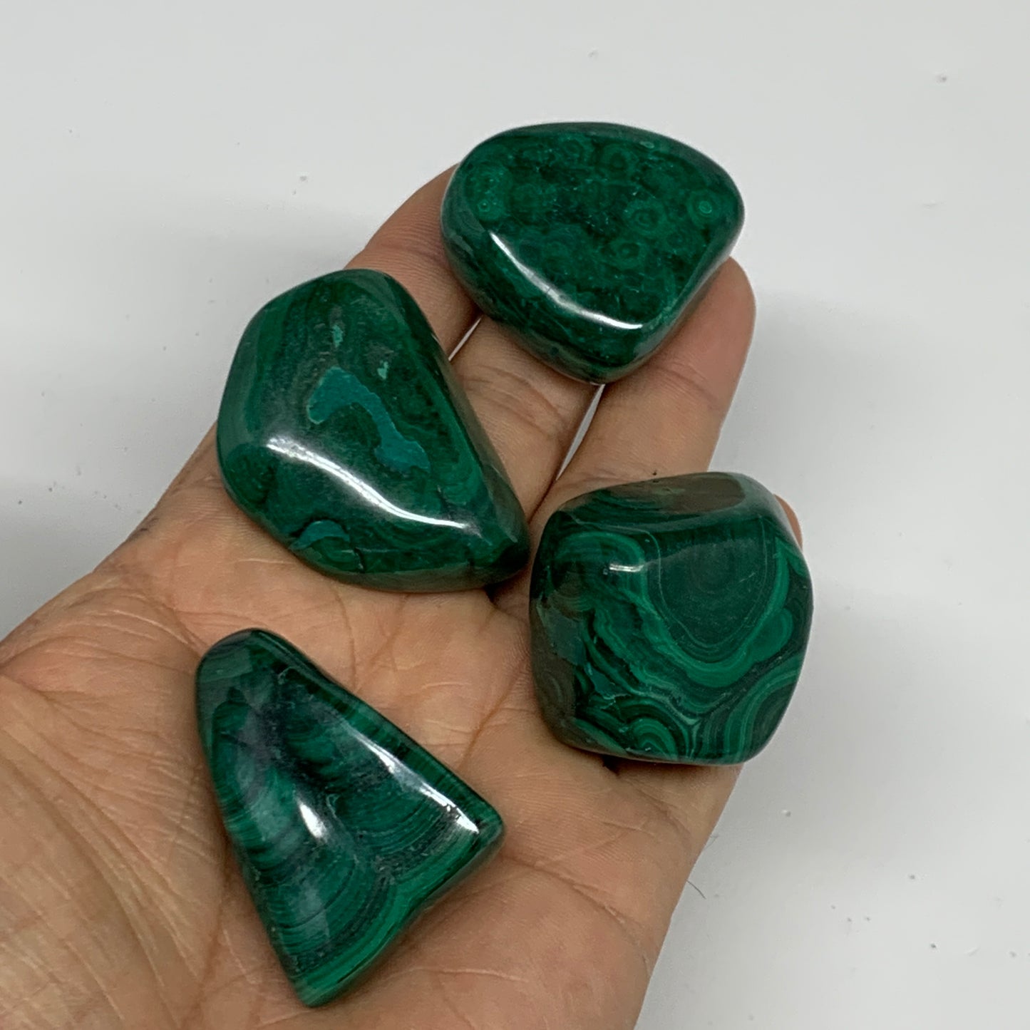 184.8g, 1.2"-1.6", 4pcs, Natural Small Malachite Tumbled Polished, B32840