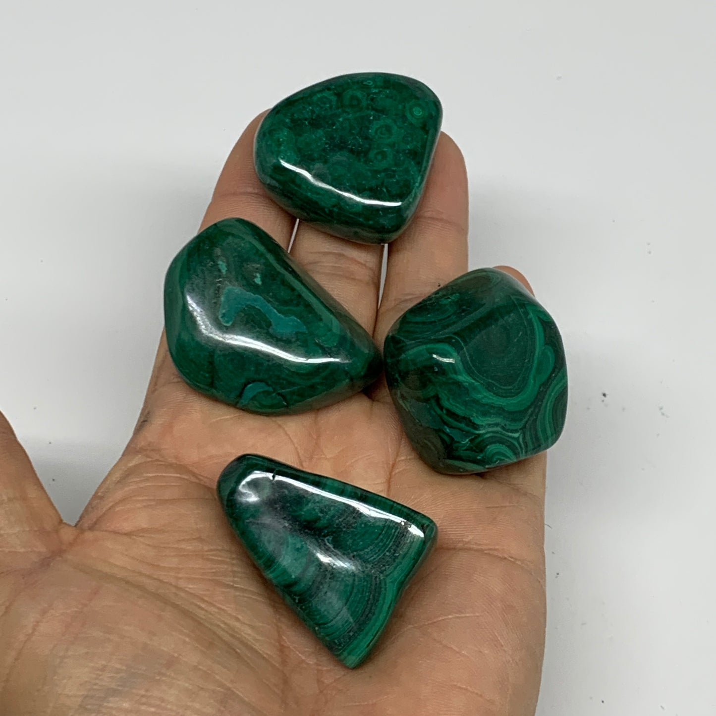 184.8g, 1.2"-1.6", 4pcs, Natural Small Malachite Tumbled Polished, B32840