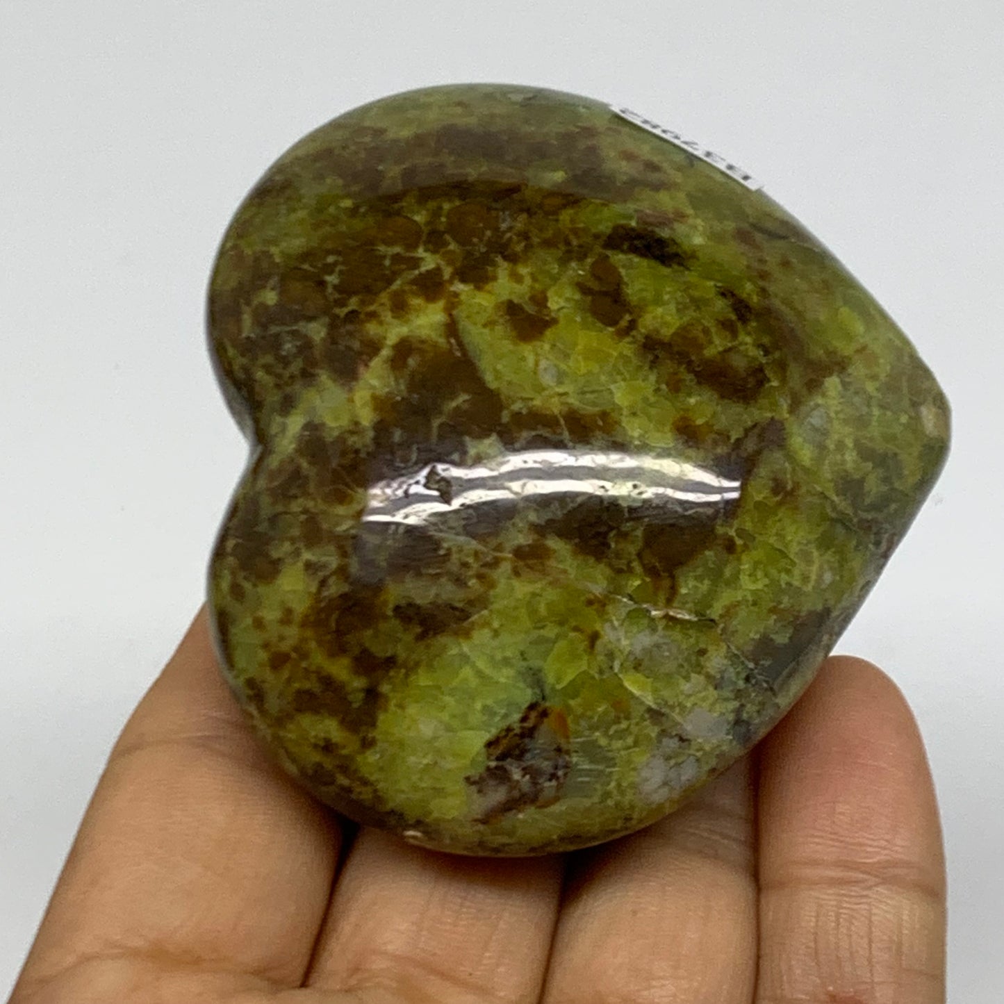 0.31 lbs, 2.4"x2.7"x1.2", Green Opal Heart Polished Gemstone Crystal, B37982