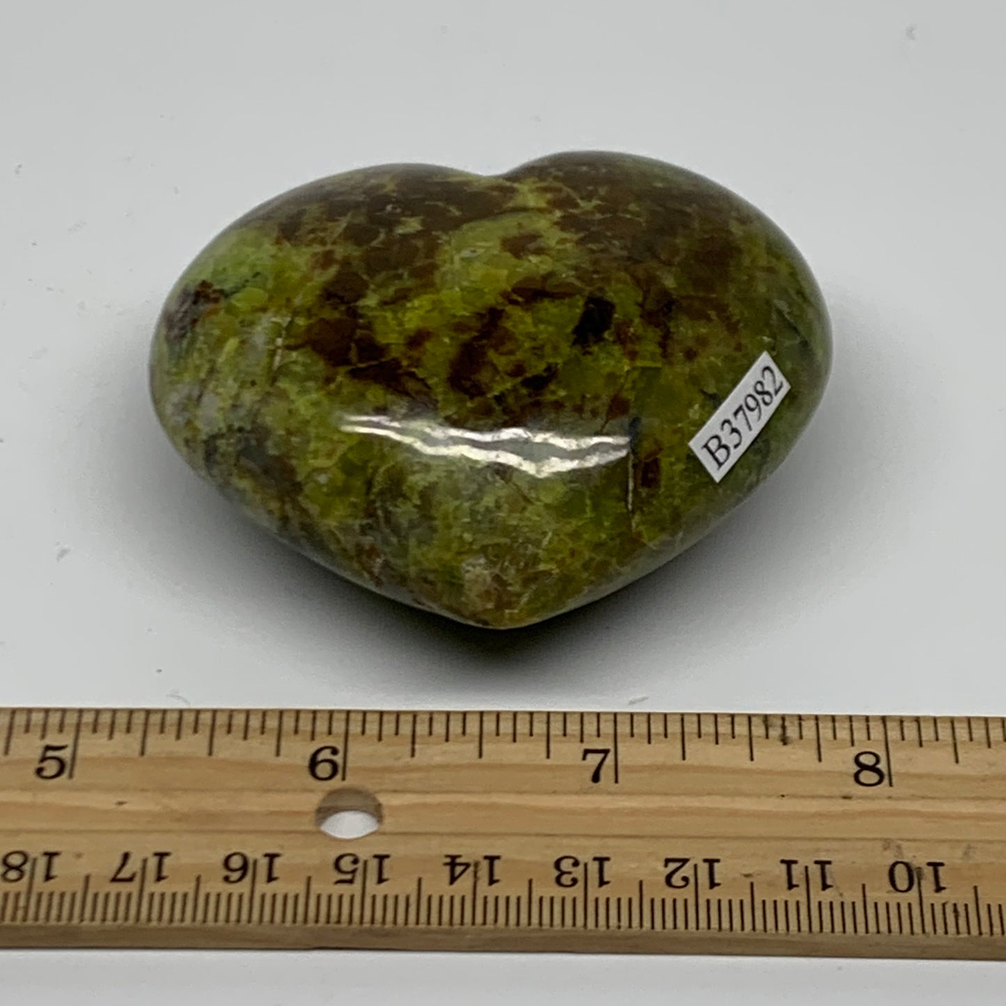0.31 lbs, 2.4"x2.7"x1.2", Green Opal Heart Polished Gemstone Crystal, B37982